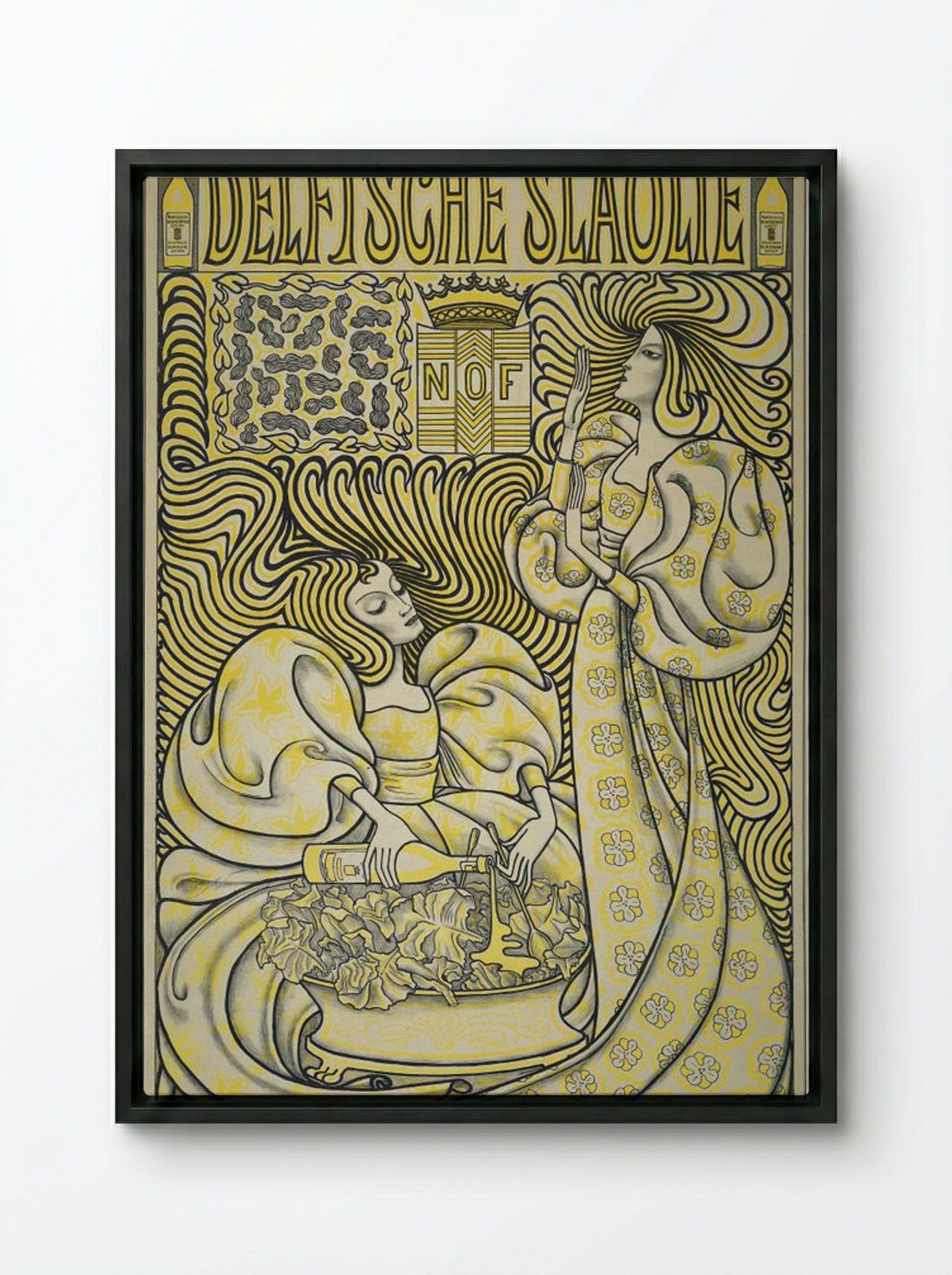 Poster for Delft Salad Oil - Jan Toorop - Framed Canvas Black