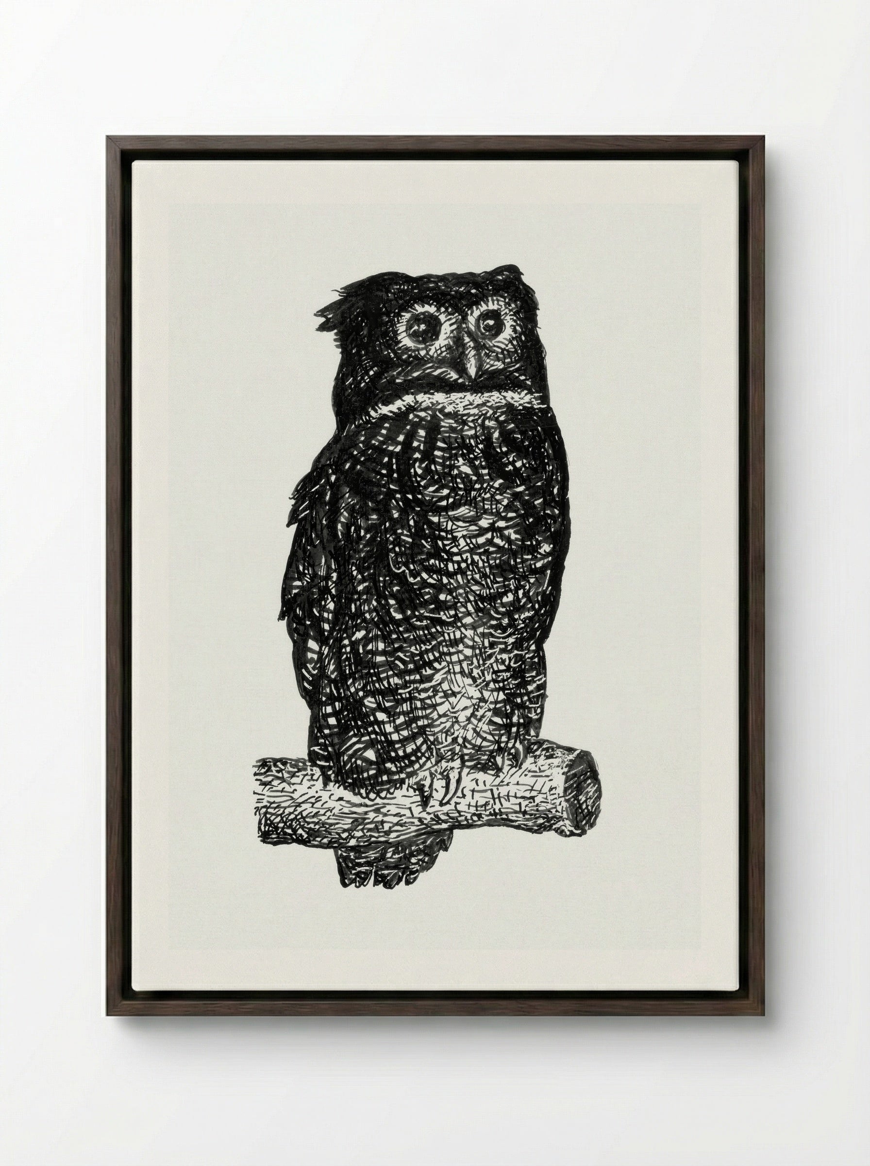 Owl - Leo Gestel - Framed Canvas Dark Wood