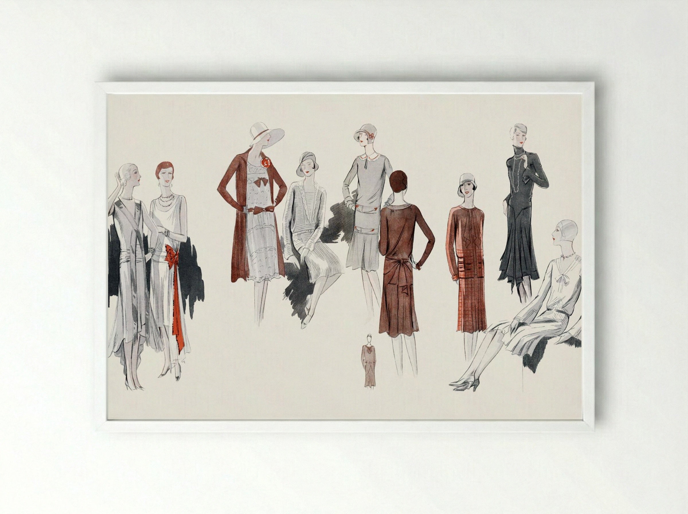 Dresses from the Fashion Houses - Paul Poiret - Framed Print White