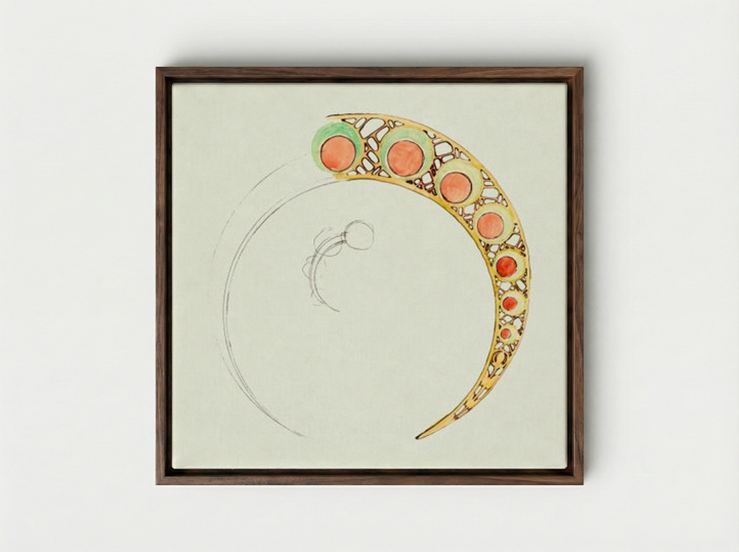 Design for Fouquet Boutique Hearth Frame - Alphonse Mucha - Framed Canvas Dark Wood