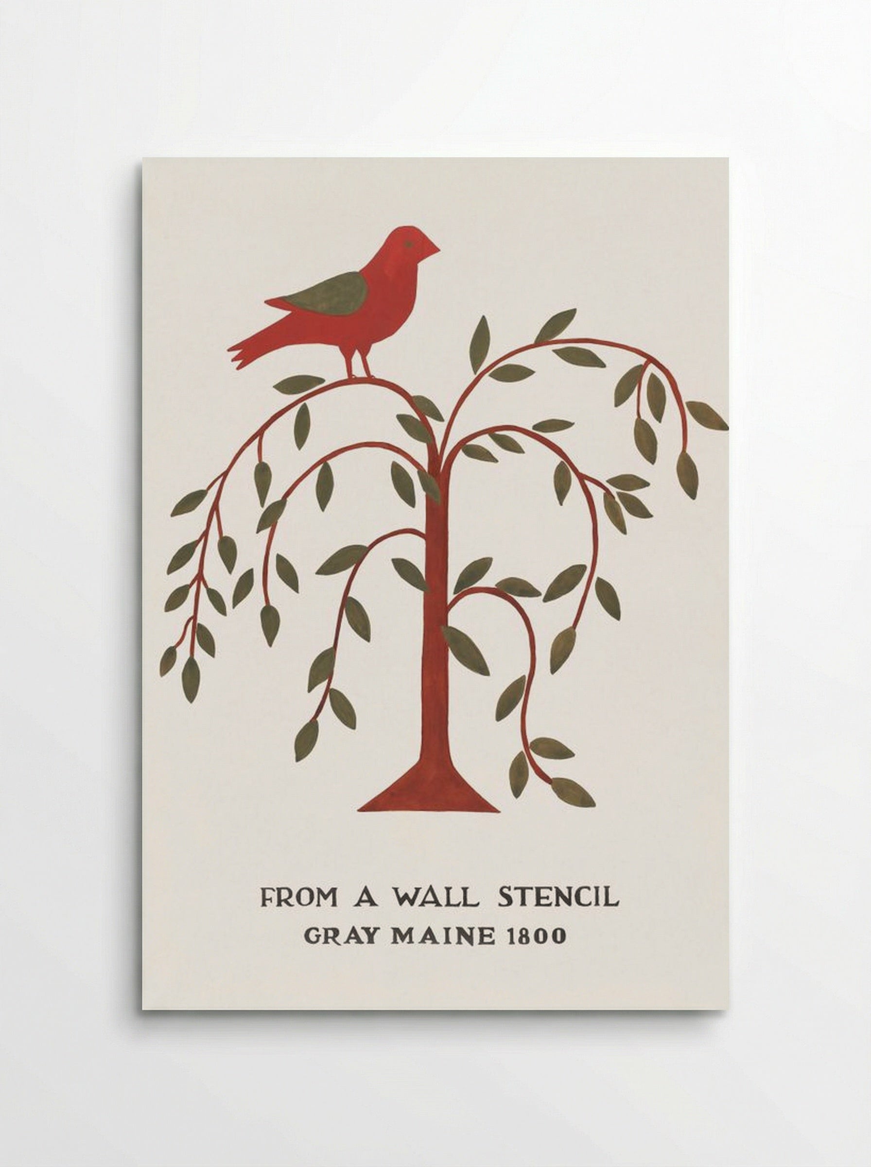 Maine Wall Stencil with Bird and Tree - Mildred E. Bent - Poster