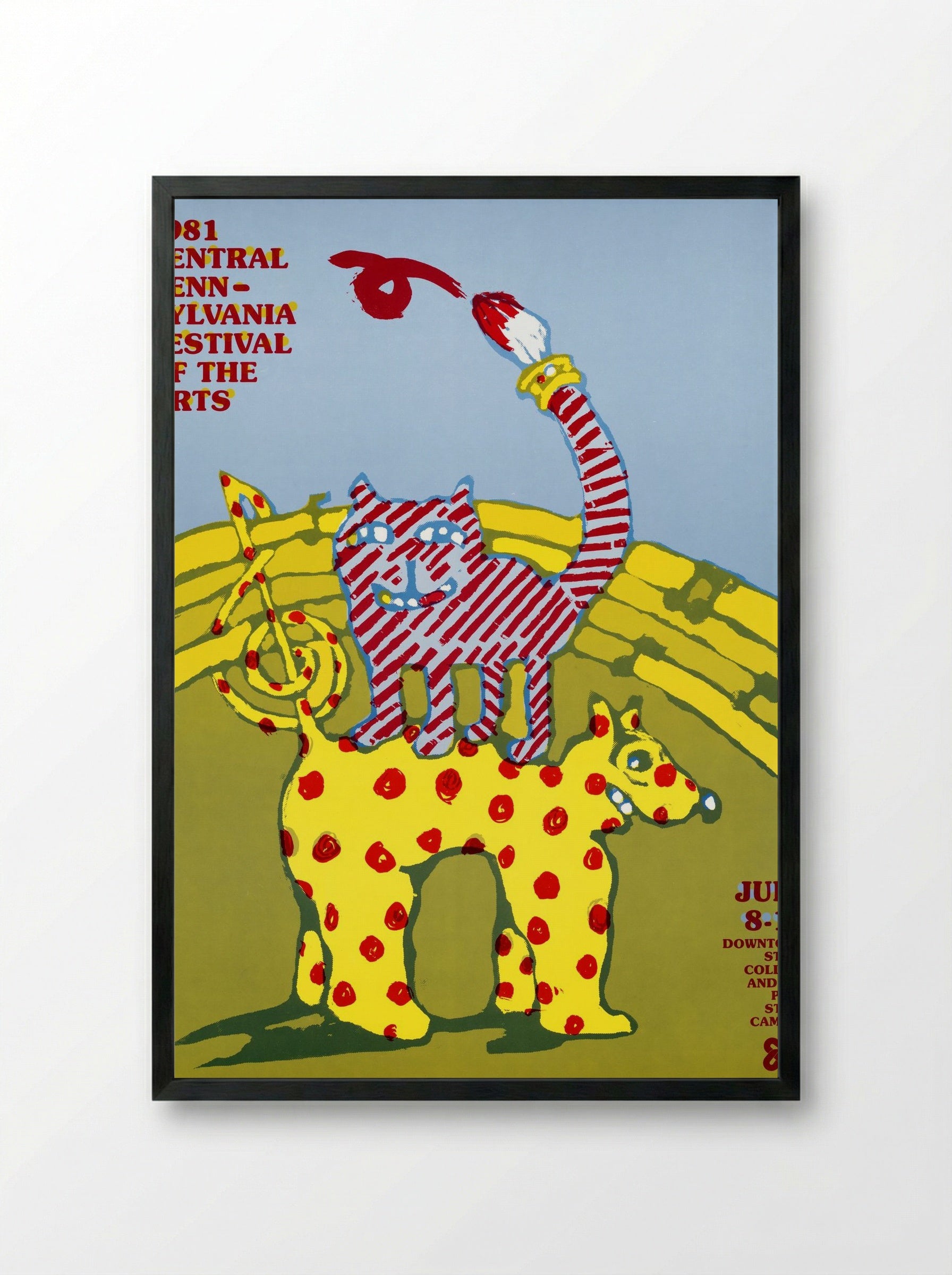 1981 Central Pennsylvania Festival of the Arts Poster - Larry Scharmett - Framed Print Black