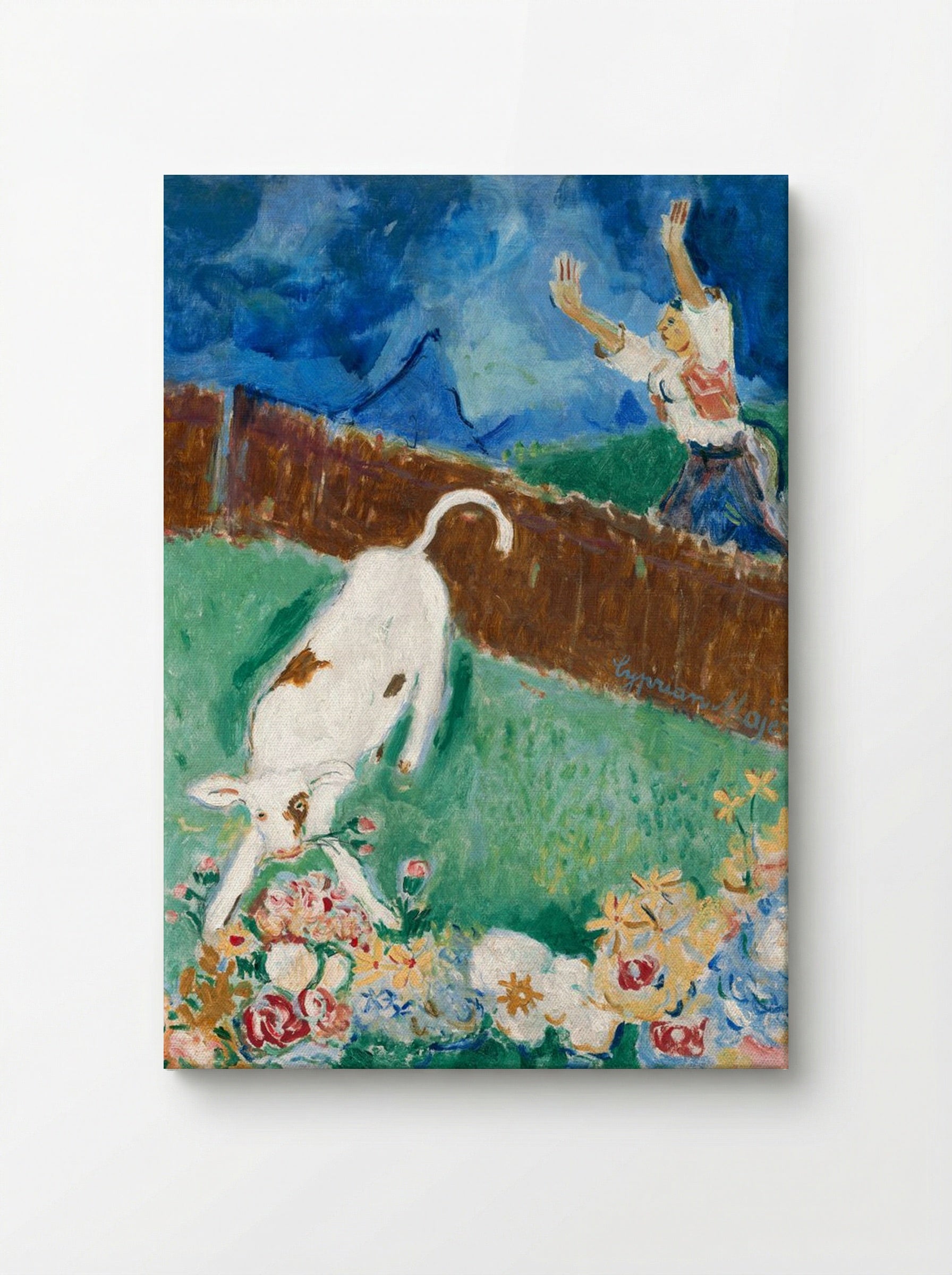 Calf in a Meadow - Cyprián Majerník - Canvas