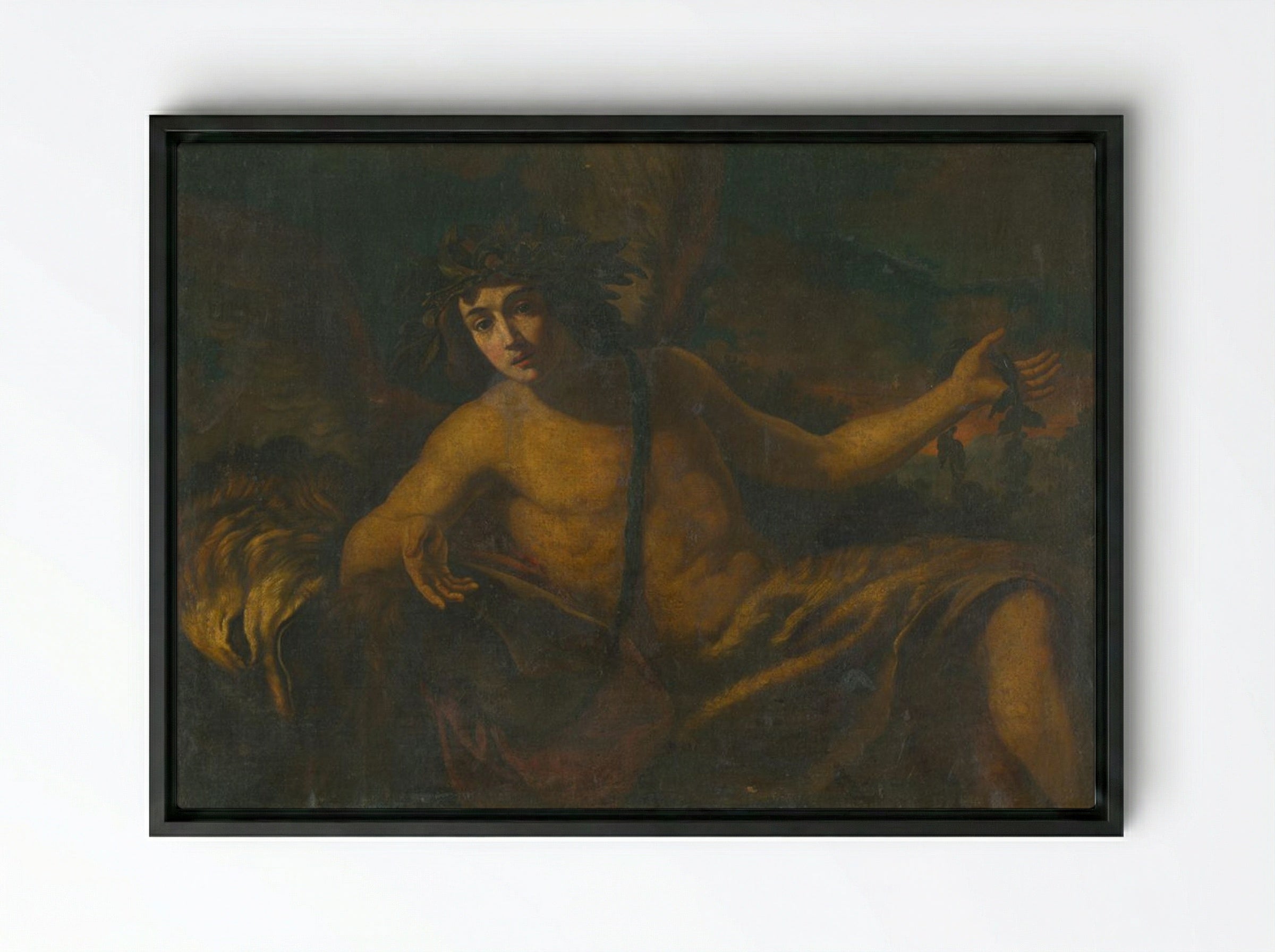Reclining Bacchus - Fine Art Print - Framed Canvas Black