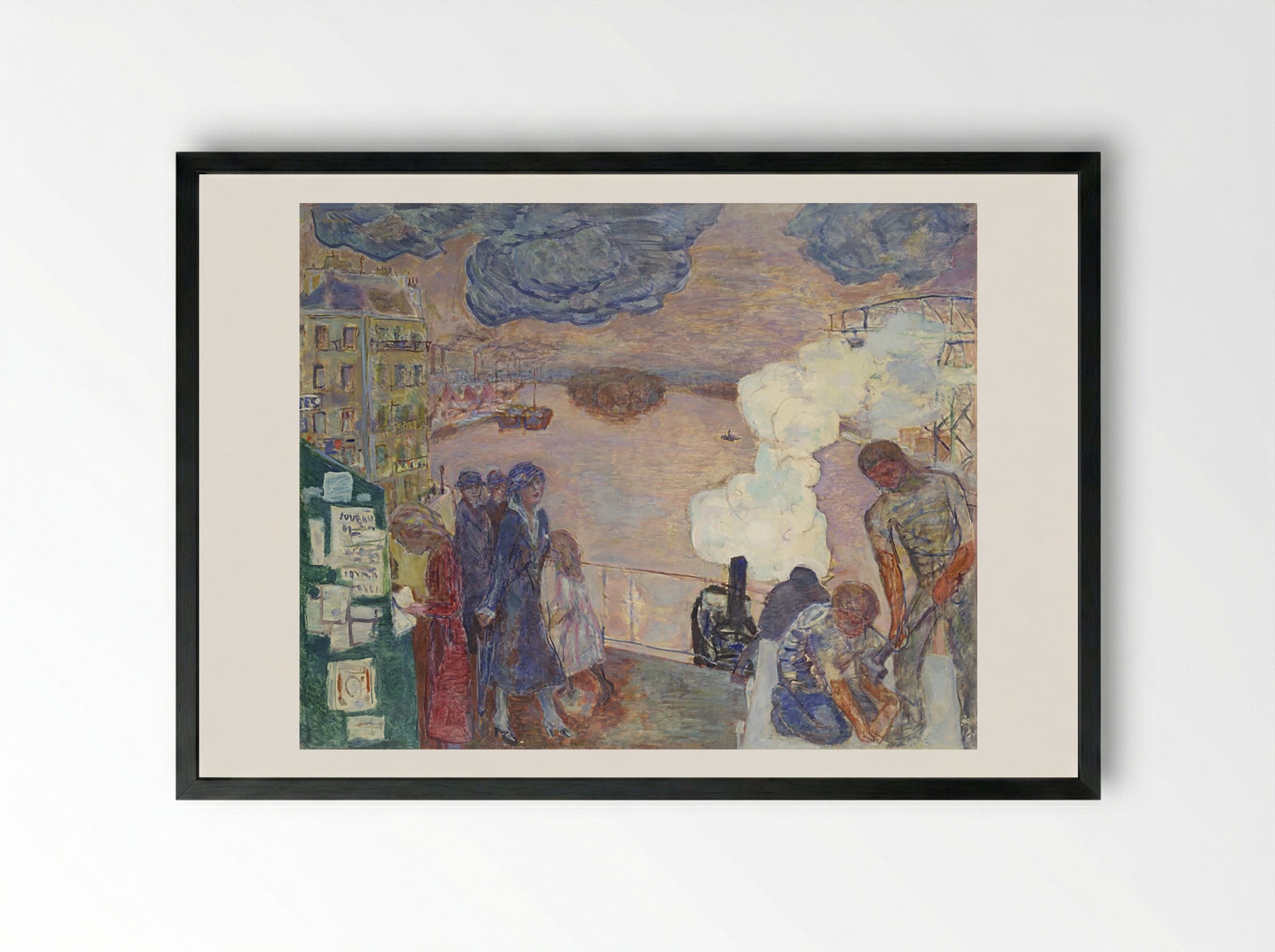 Workers on the Banks of the Seine - Maximilian Kurzweil - Framed Print Black