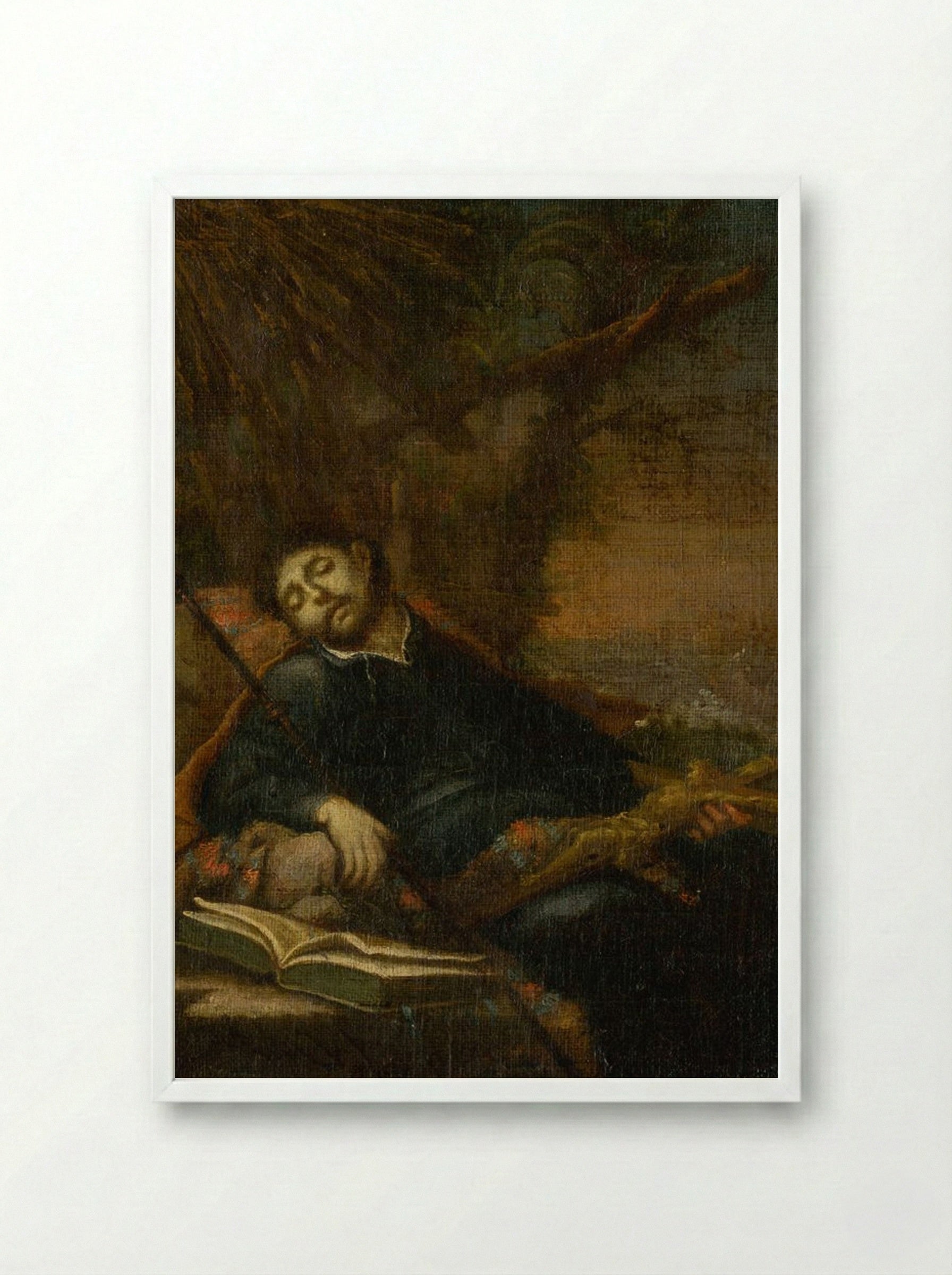 The Death of Saint Francis - Fine Art Print - Framed Print White