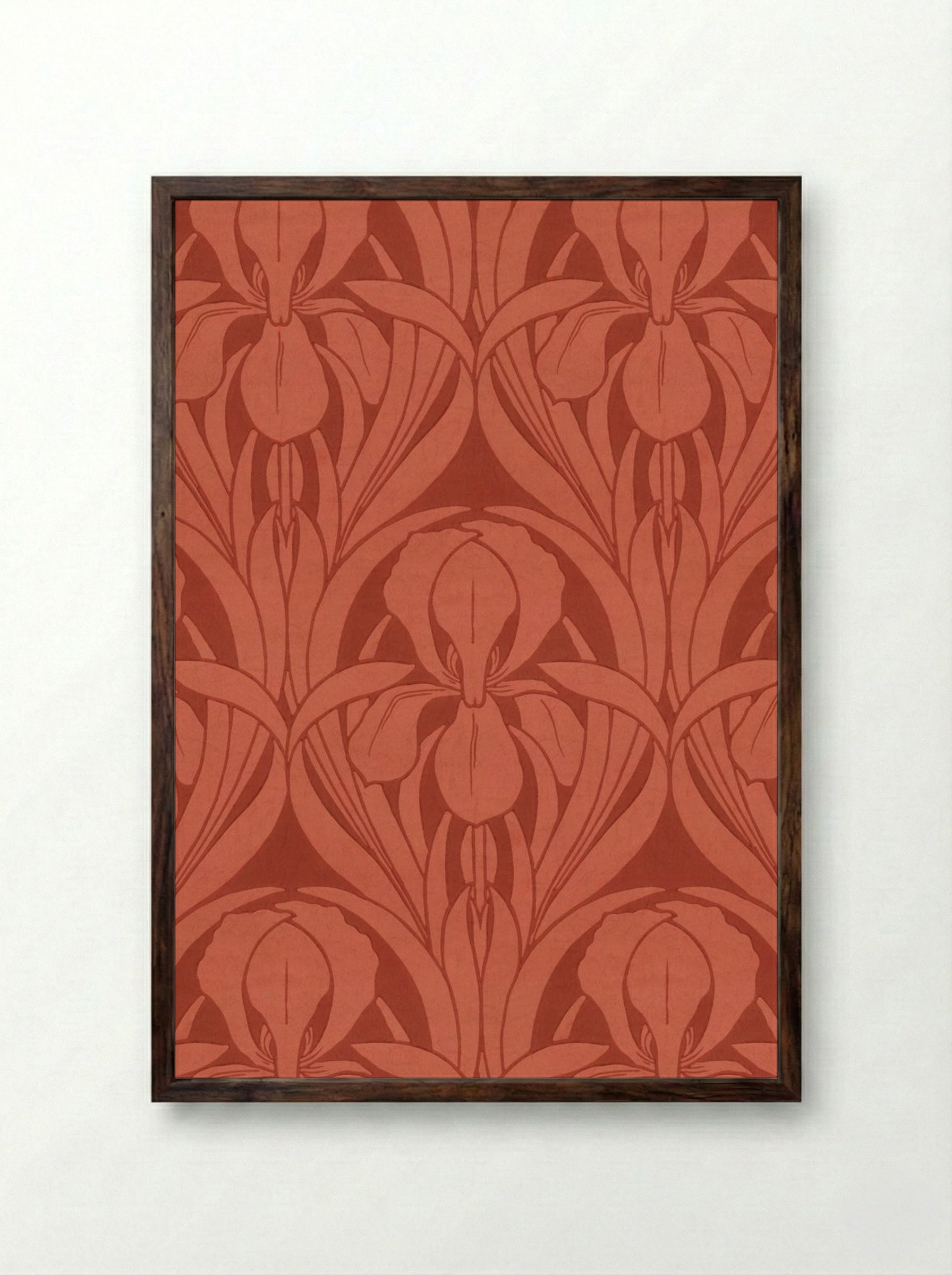 The Templemore (Floral Textile Design) - Fine Art Print - Framed Print Dark Wood