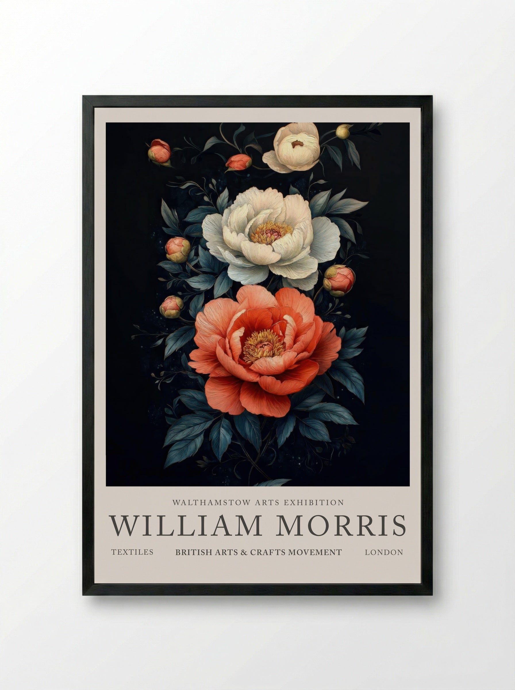 Peony Reverie - William Morris - Framed Print Black