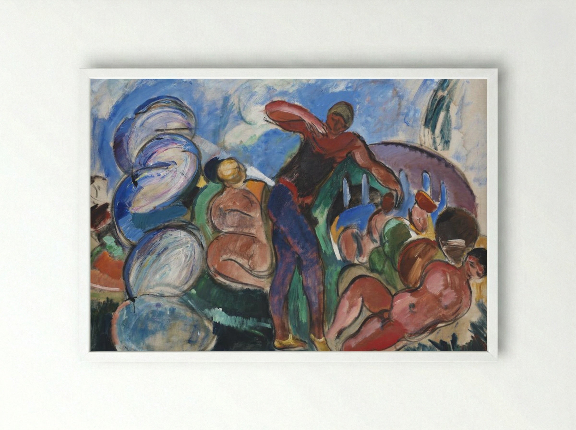 Composition with Figures - Jens Adolf Jerichau - Framed Print White