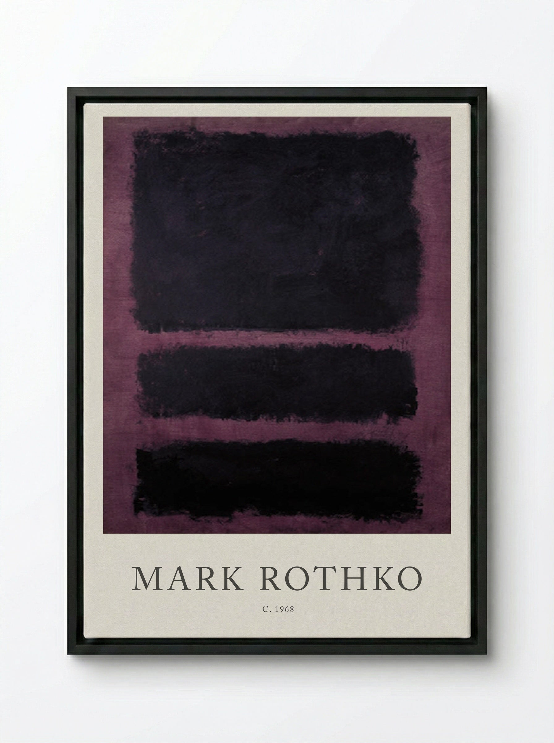 Untitled (Three Black Rectangles on Purple) - Mark Rothko - Framed Canvas Black