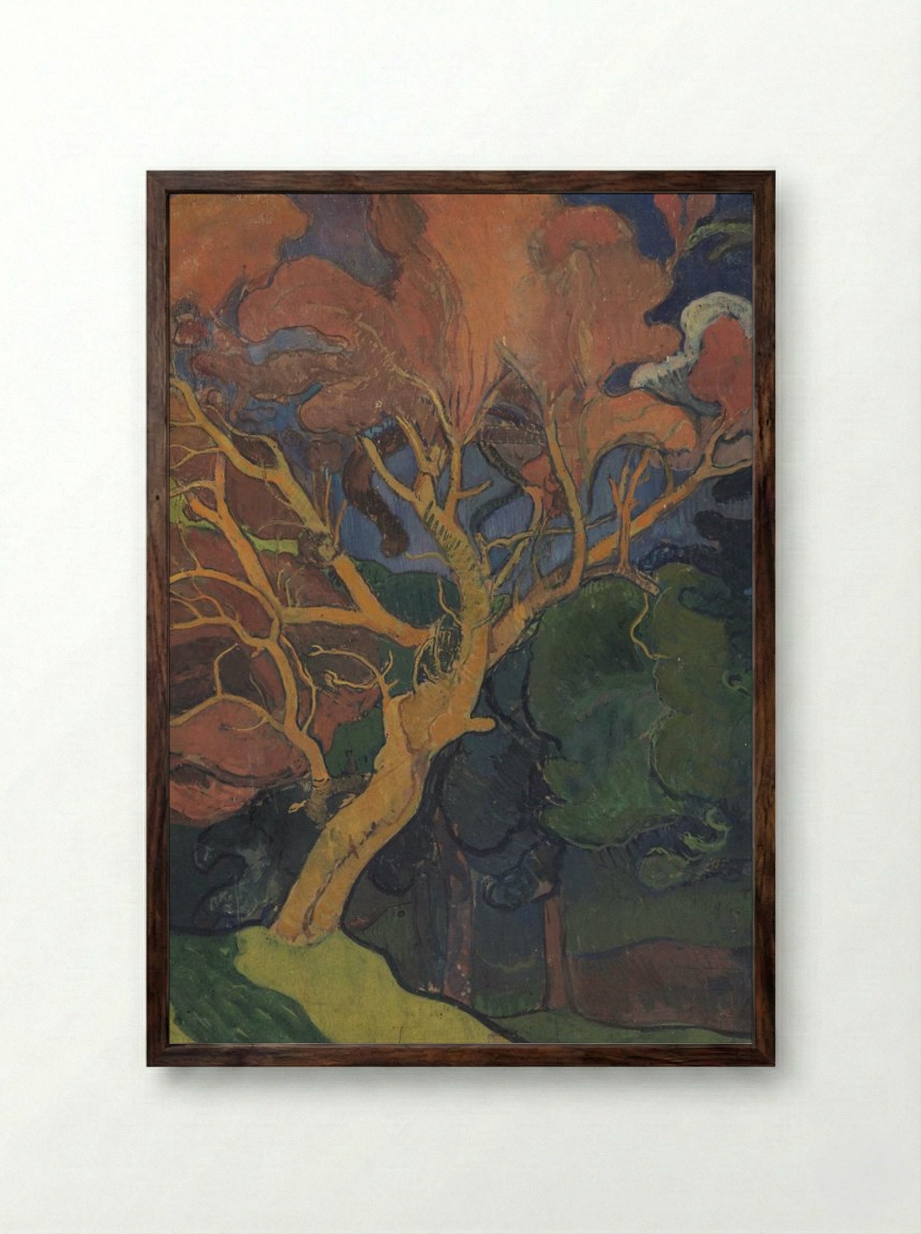 Forest Interior with Crooked Wood - Mogens Ballin - Framed Print Dark Wood