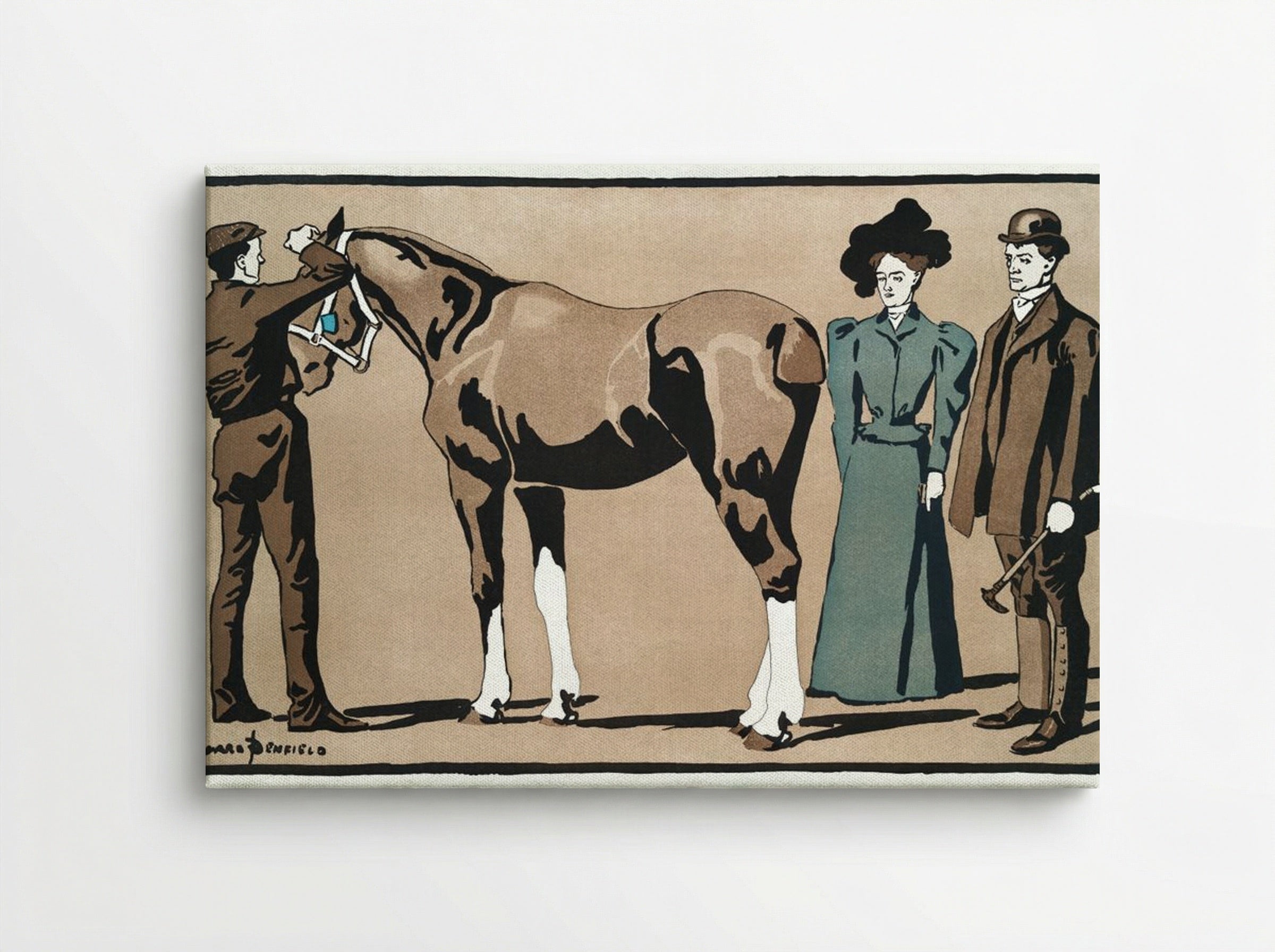 People and Horse - Edward Penfield - Canvas