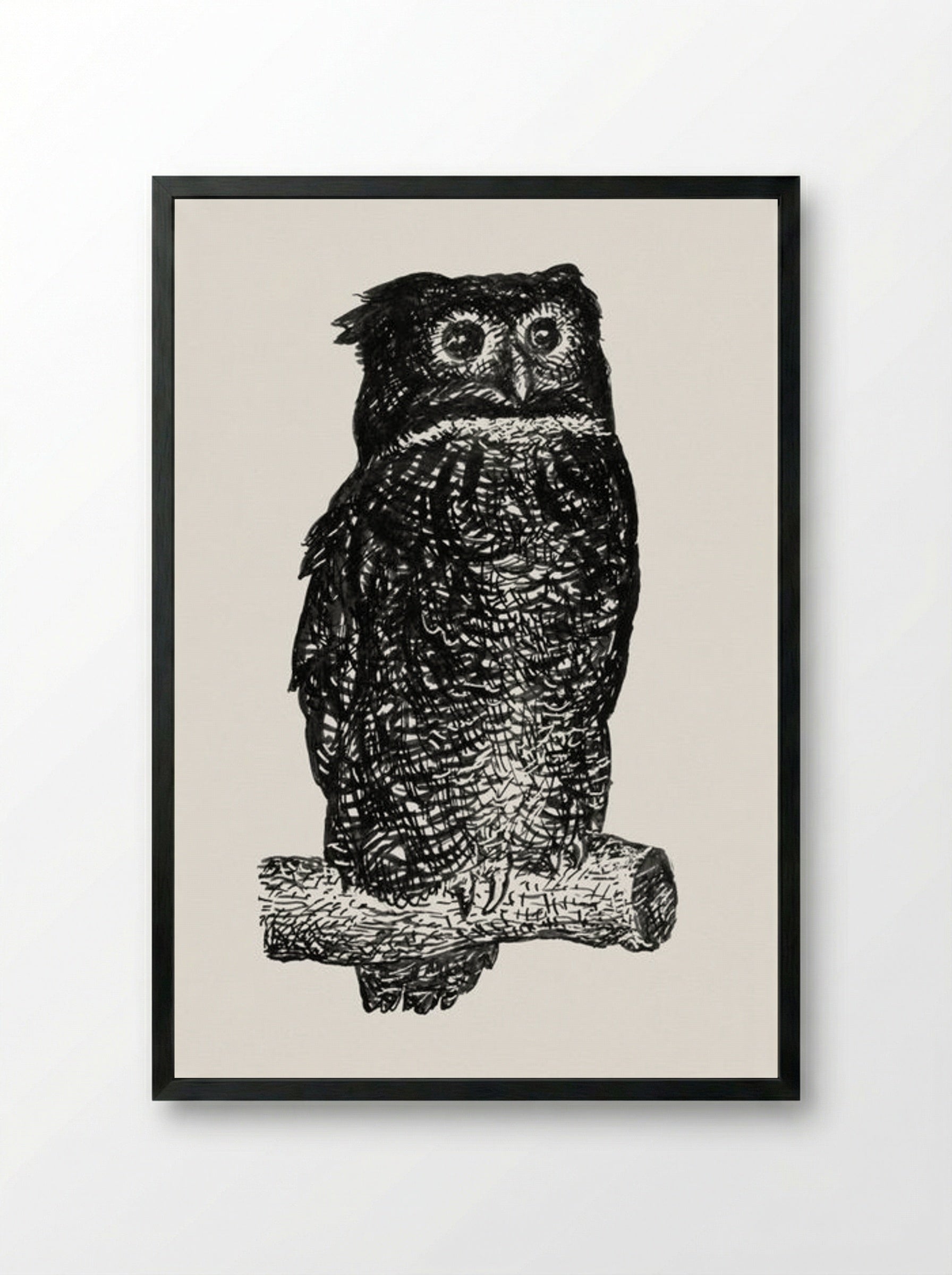 Owl - Leo Gestel - Framed Print Black