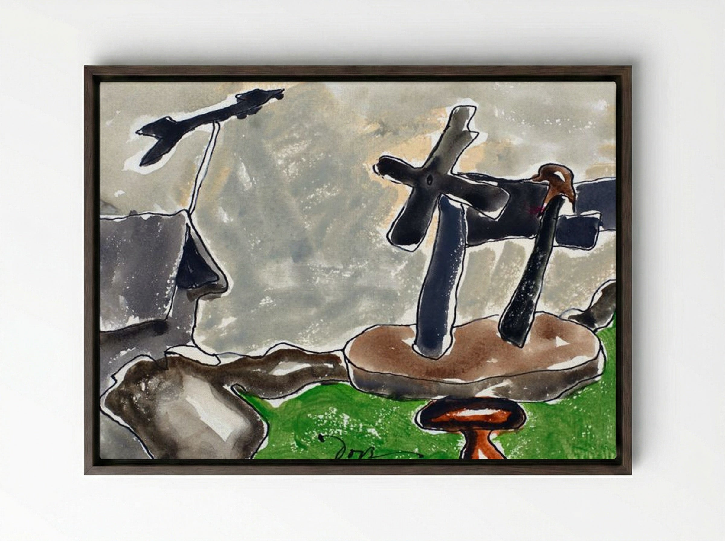 Landscape with Weather Vane - Arthur Dove - Framed Canvas Dark Wood