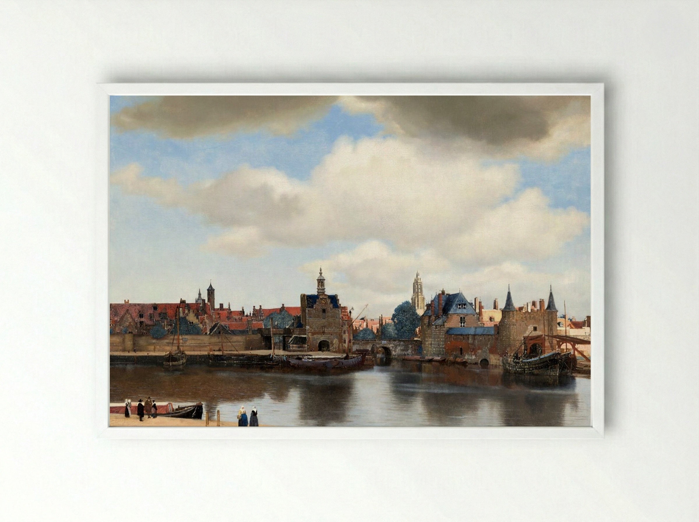 View of Delft - Johannes Vermeer - Framed Print White