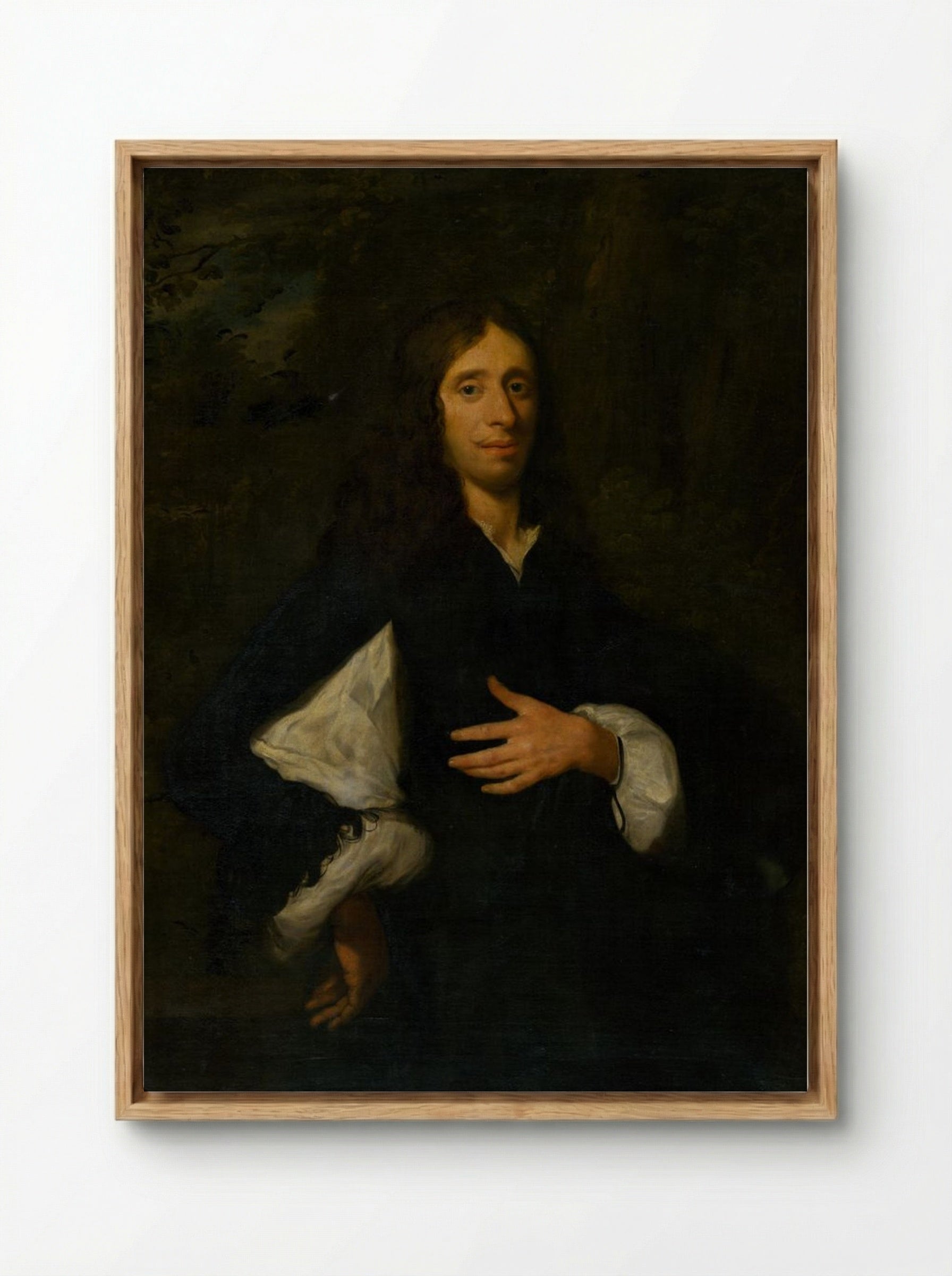 Portrait of a Gentleman - Caspar Netscher - Framed Canvas Wood