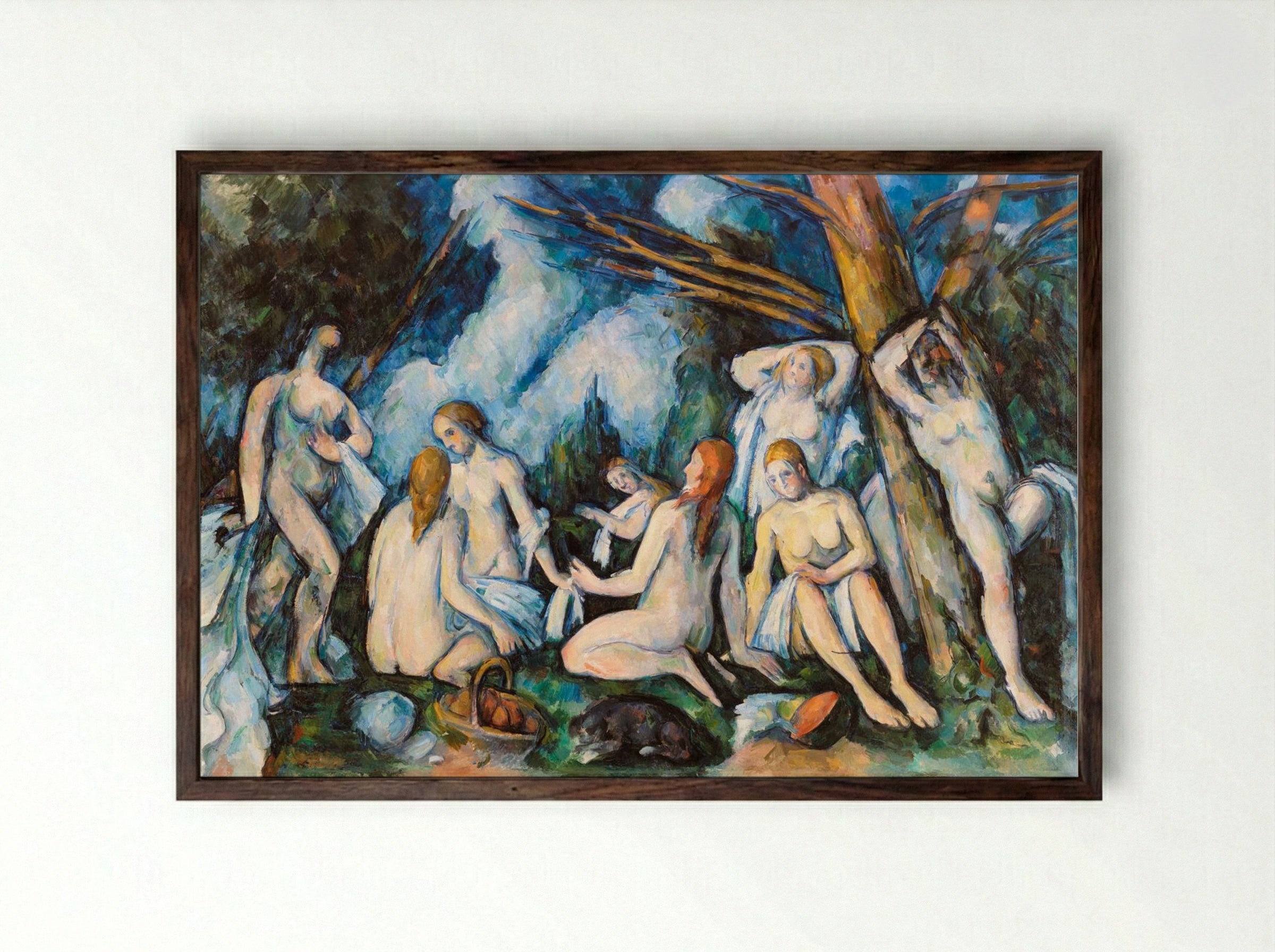 The Large Bathers (Les Grandes Baigneuses) - Paul Cézanne - Framed Print Dark Wood