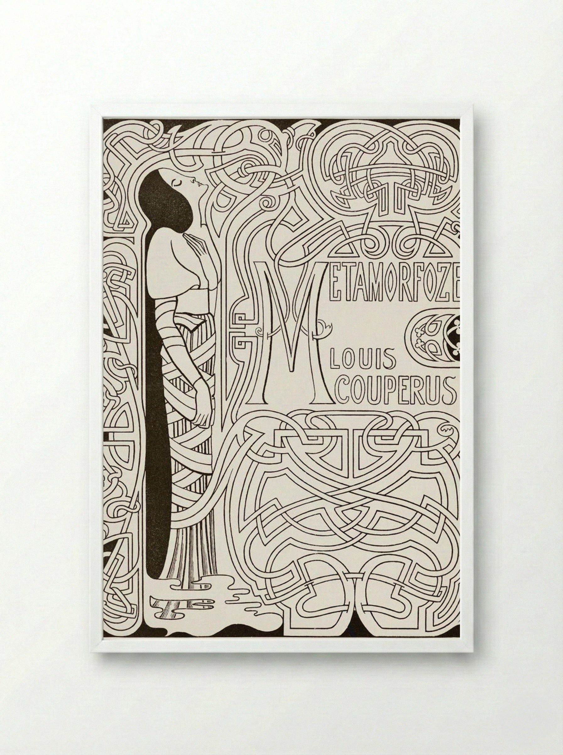 Book Binding Design for 'Metamorfoze' by Louis Couperus - Jan Toorop - Framed Print White