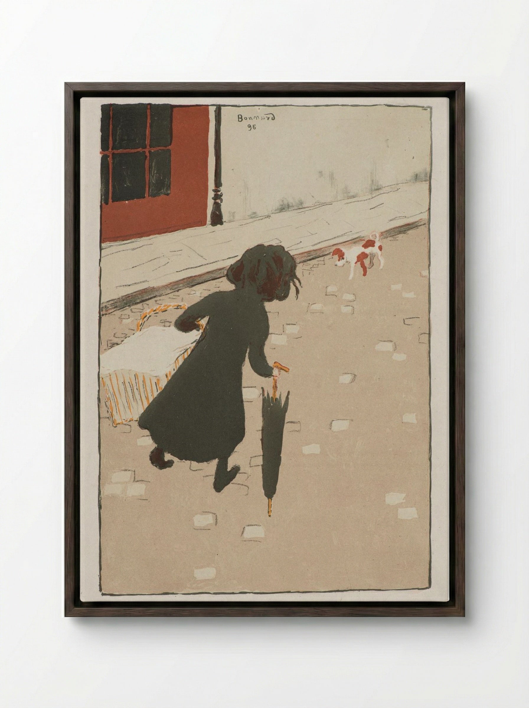 The Little Laundress (La Petite Blanchisseuse) - Pierre Bonnard - Framed Canvas Dark Wood