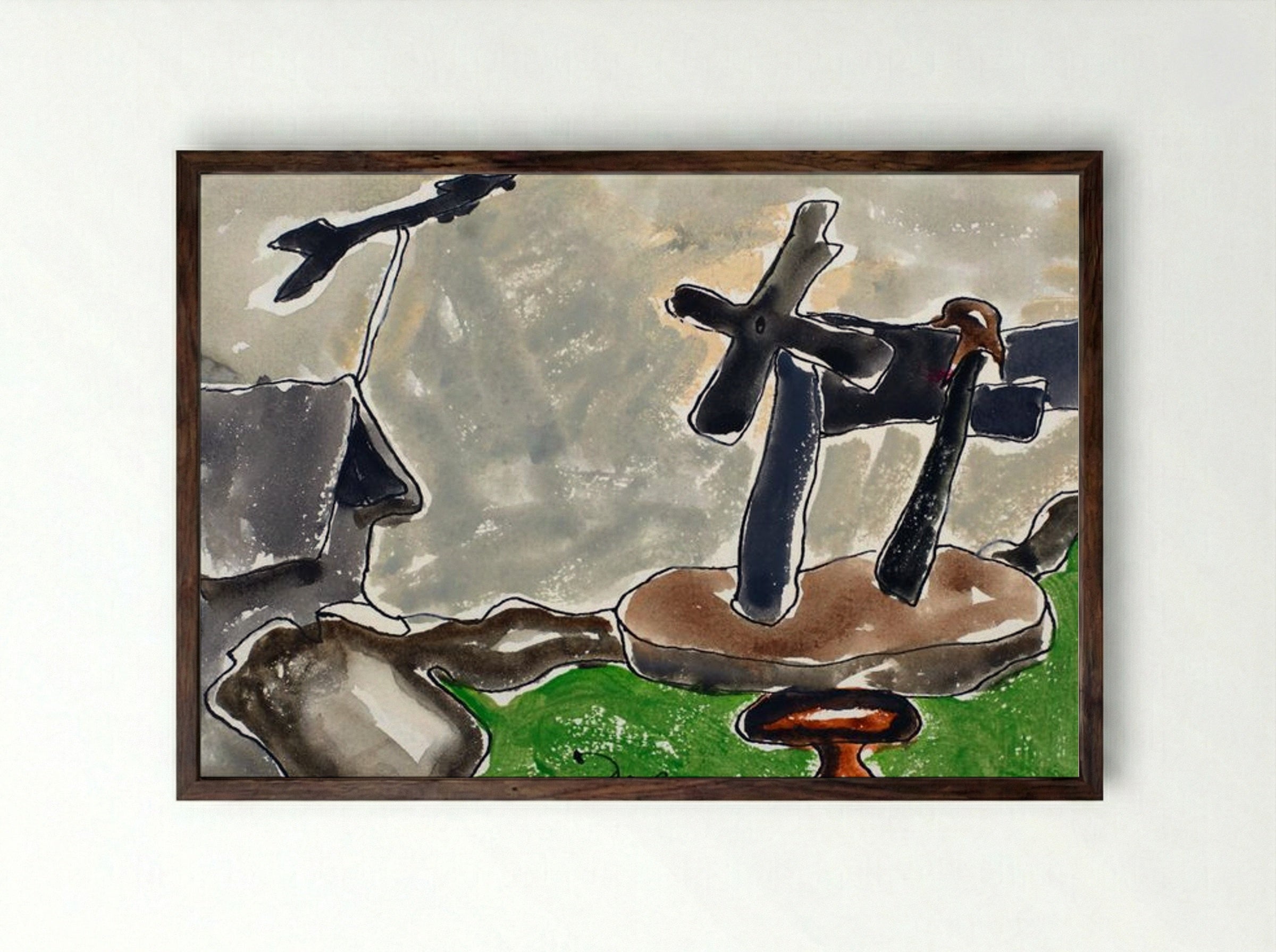 Landscape with Weather Vane - Arthur Dove - Framed Print Dark Wood