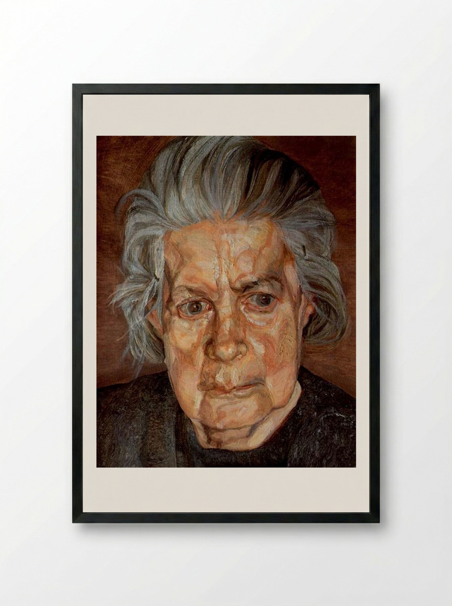 The Painter's Mother II - Lucian Freud - Framed Print Black