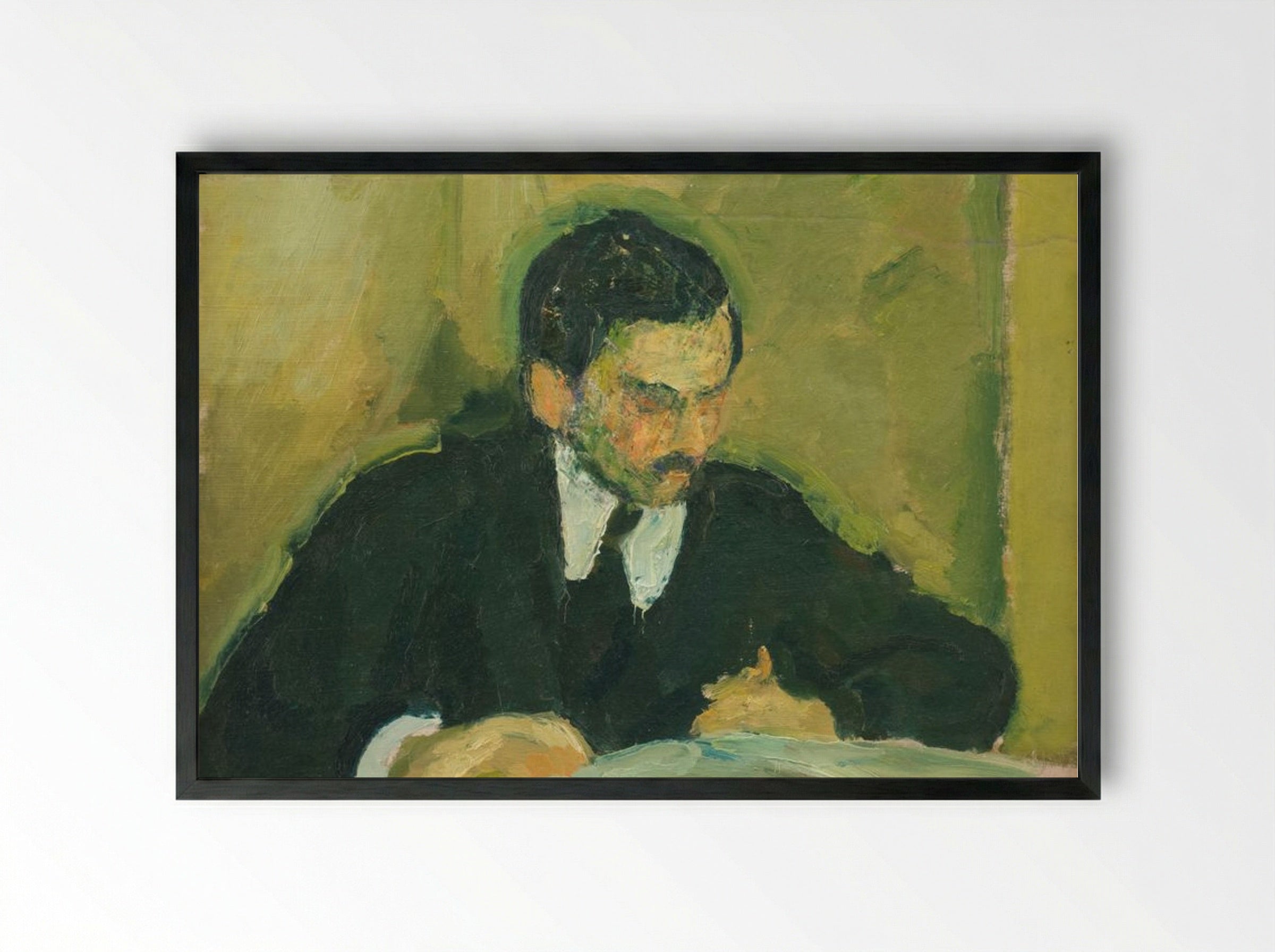 The Painter Ernst Goldschmidt Reading - Harald Giersing - Framed Print Black
