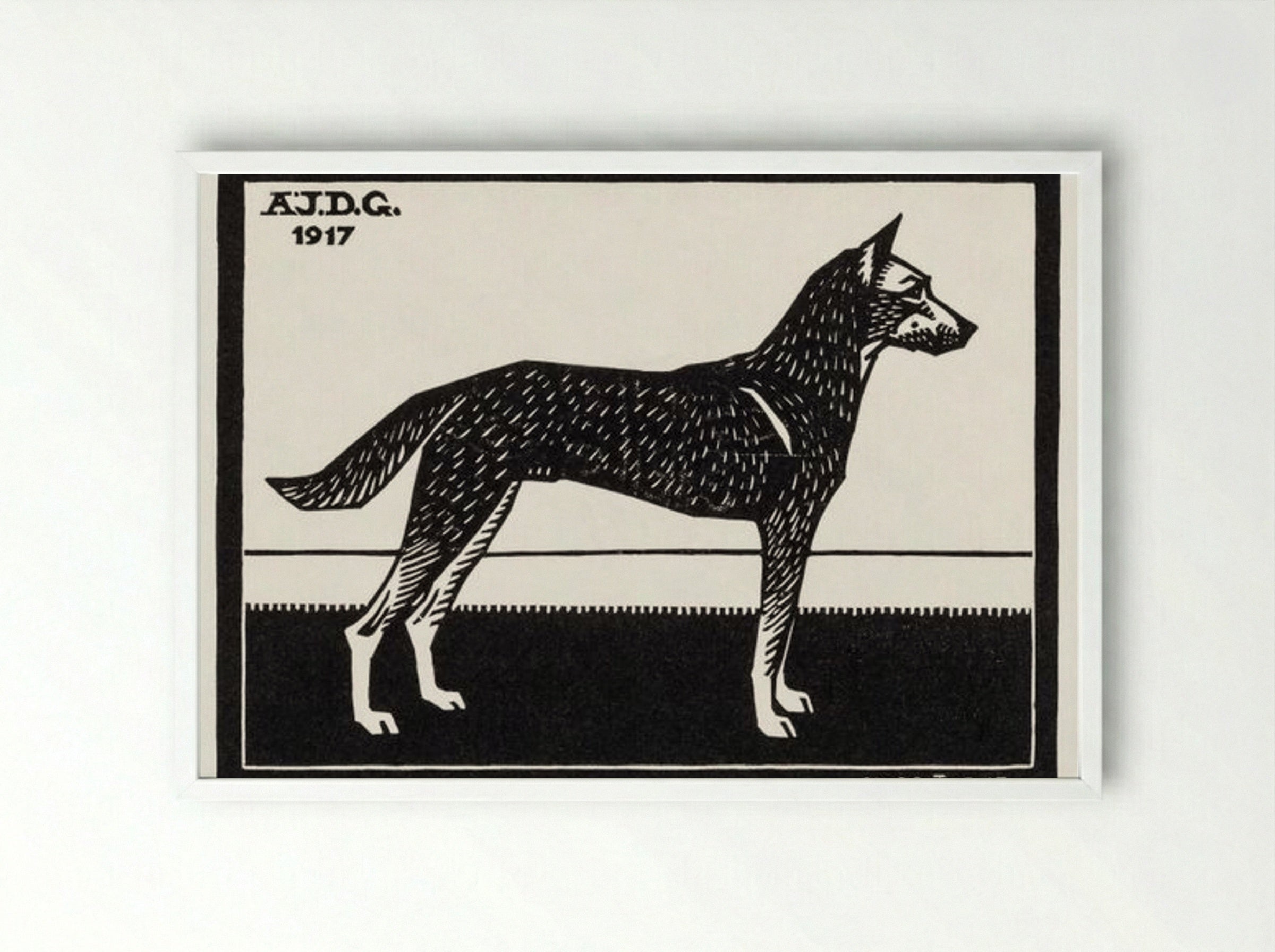 Dog - Julie de Graag - Framed Print White