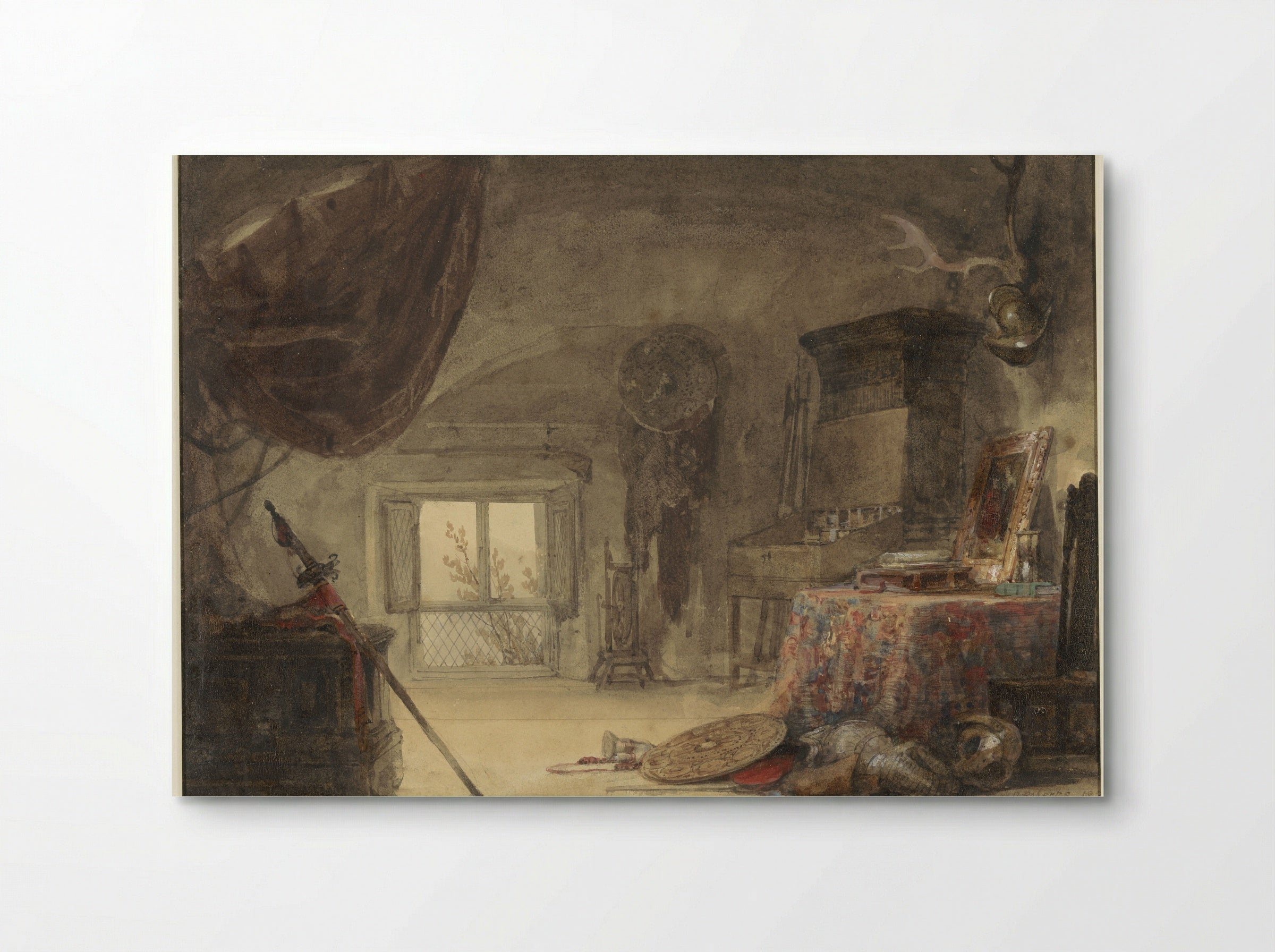 Zoldervertrek, ingericht als atelier (David Roberts) - David Roberts - Poster