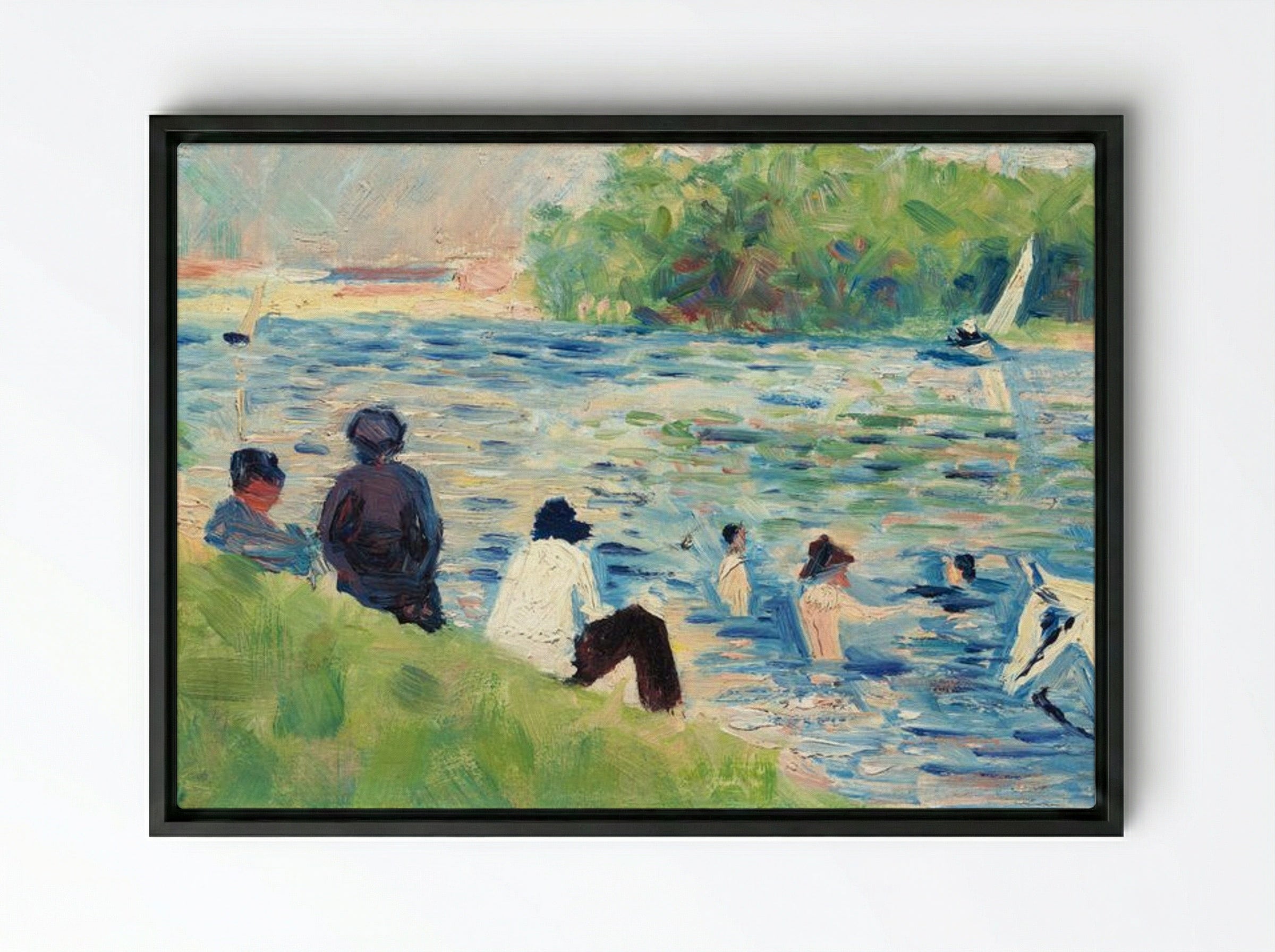 Study for 'Bathers at Asnières' - Georges Seurat - Framed Canvas Black