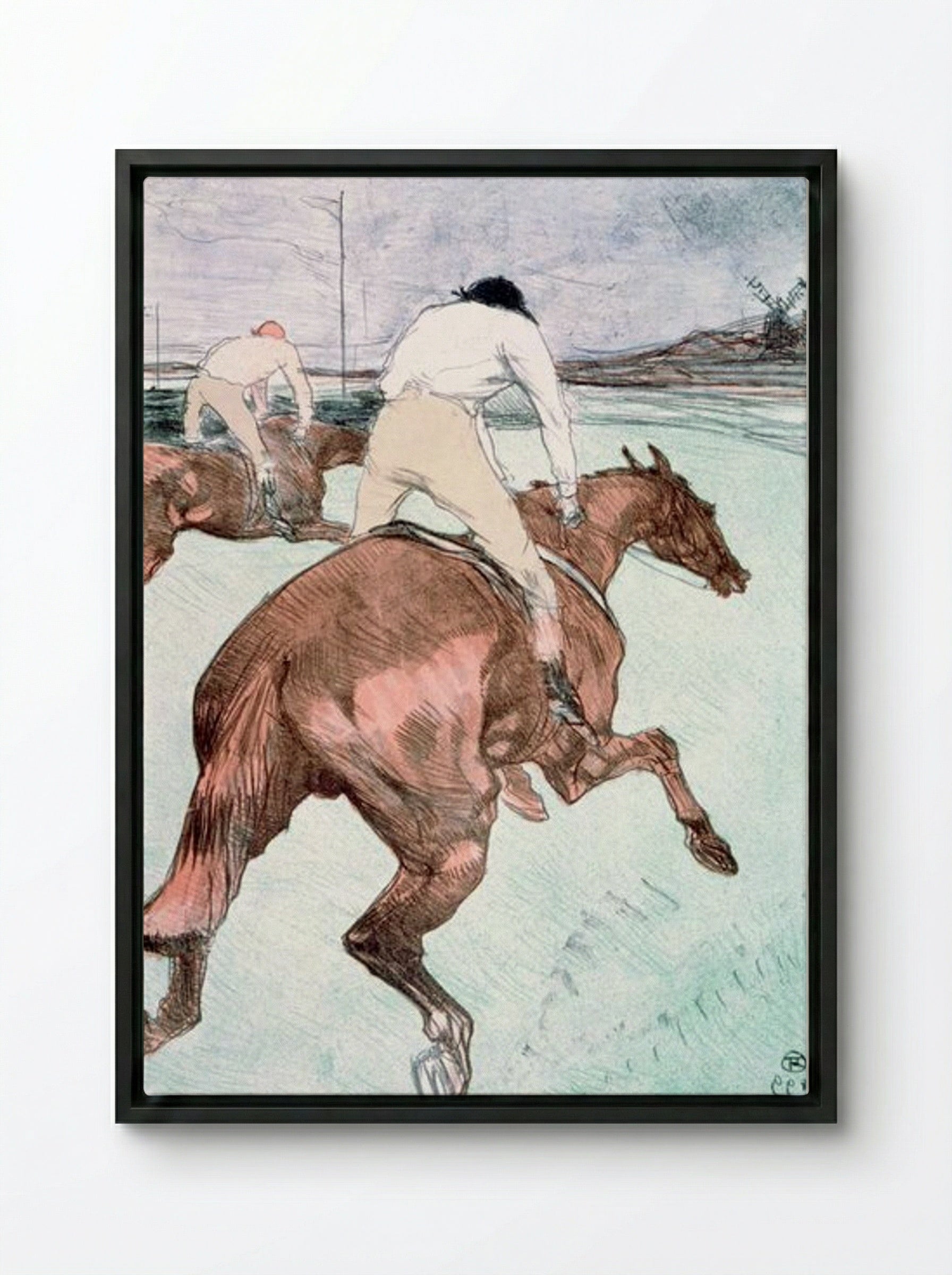 The Jockey - Henri de Toulouse-Lautrec - Framed Canvas Black