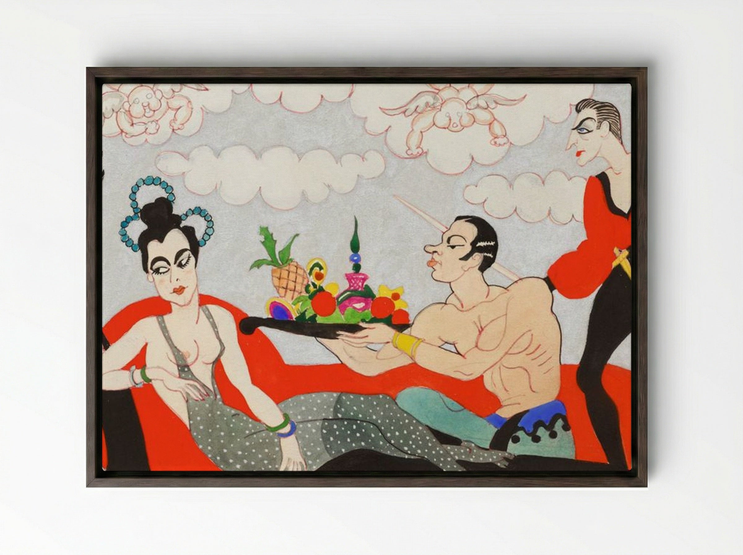 Mural Study No. 3 - John Decker - Framed Canvas Dark Wood