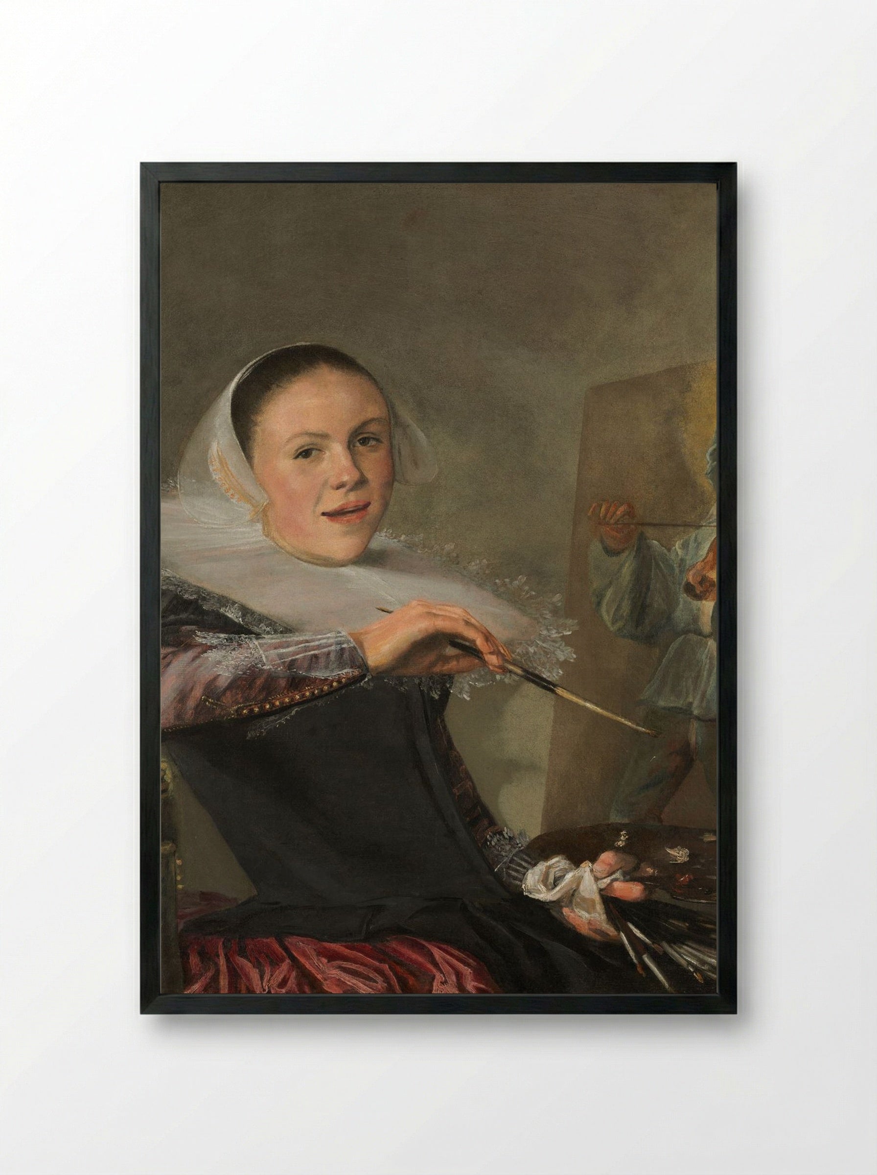 Self-Portrait - Judith Leyster - Framed Print Black