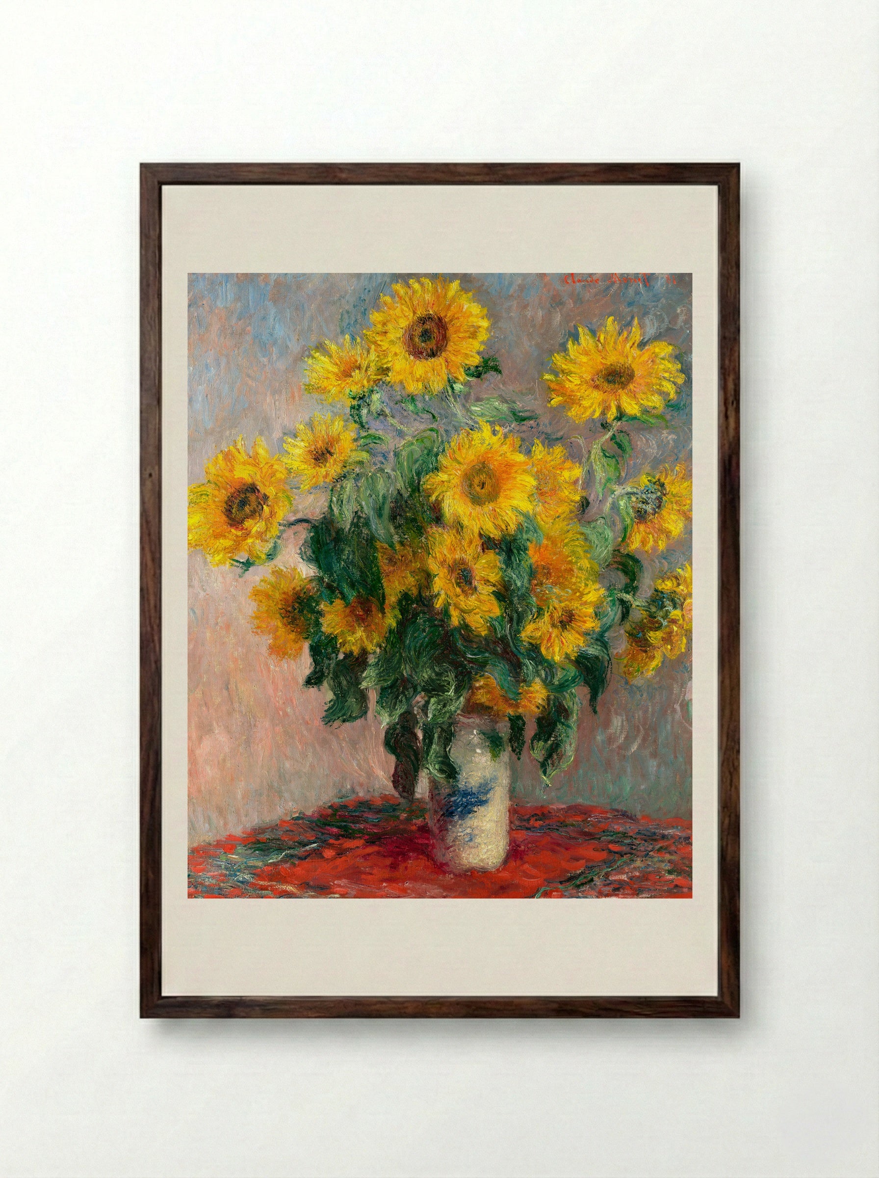 Bouquet of Sunflowers - Claude Monet - Framed Print Dark Wood