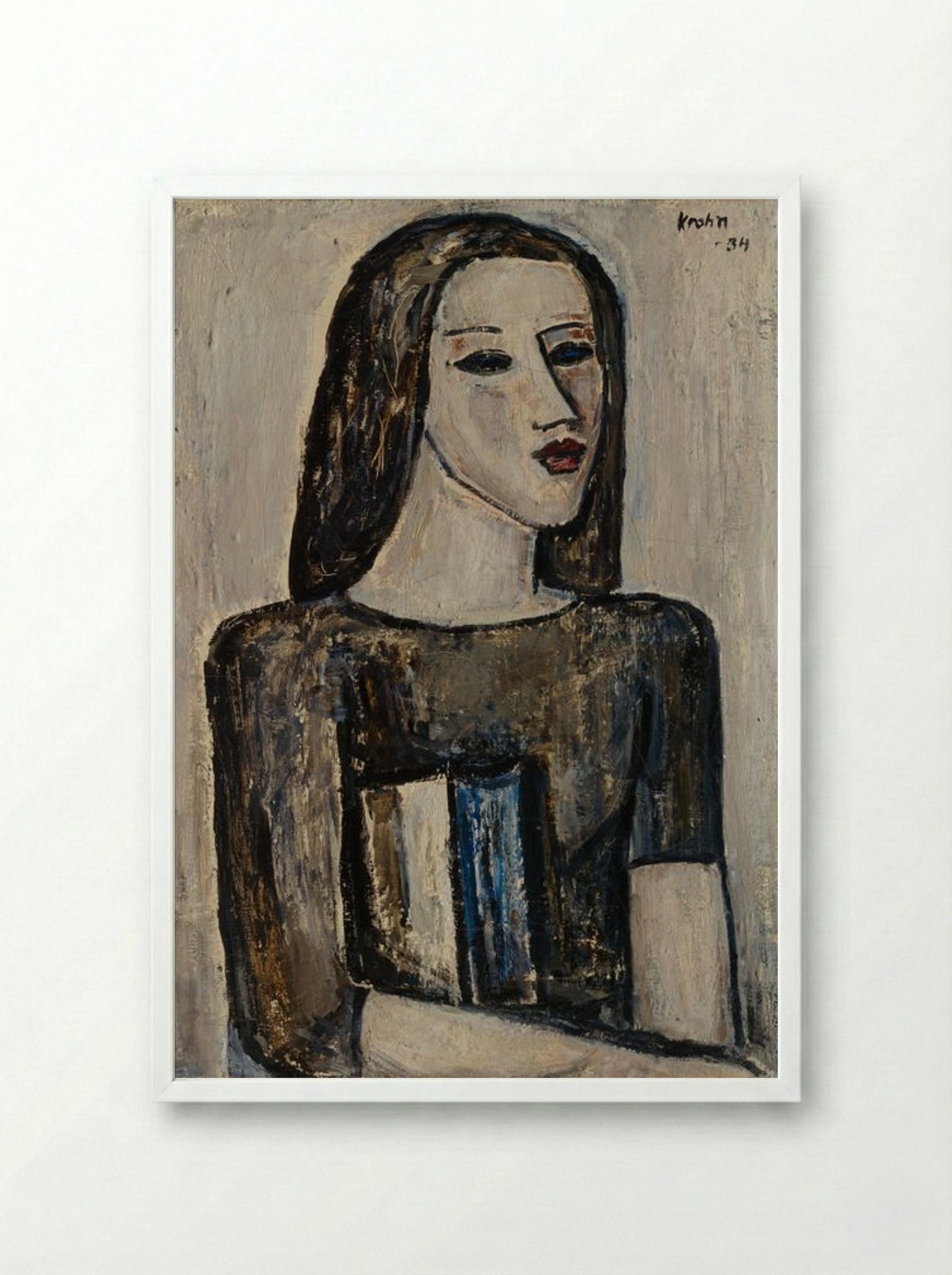 Schoolgirl - Ernst Krohn - Framed Print White