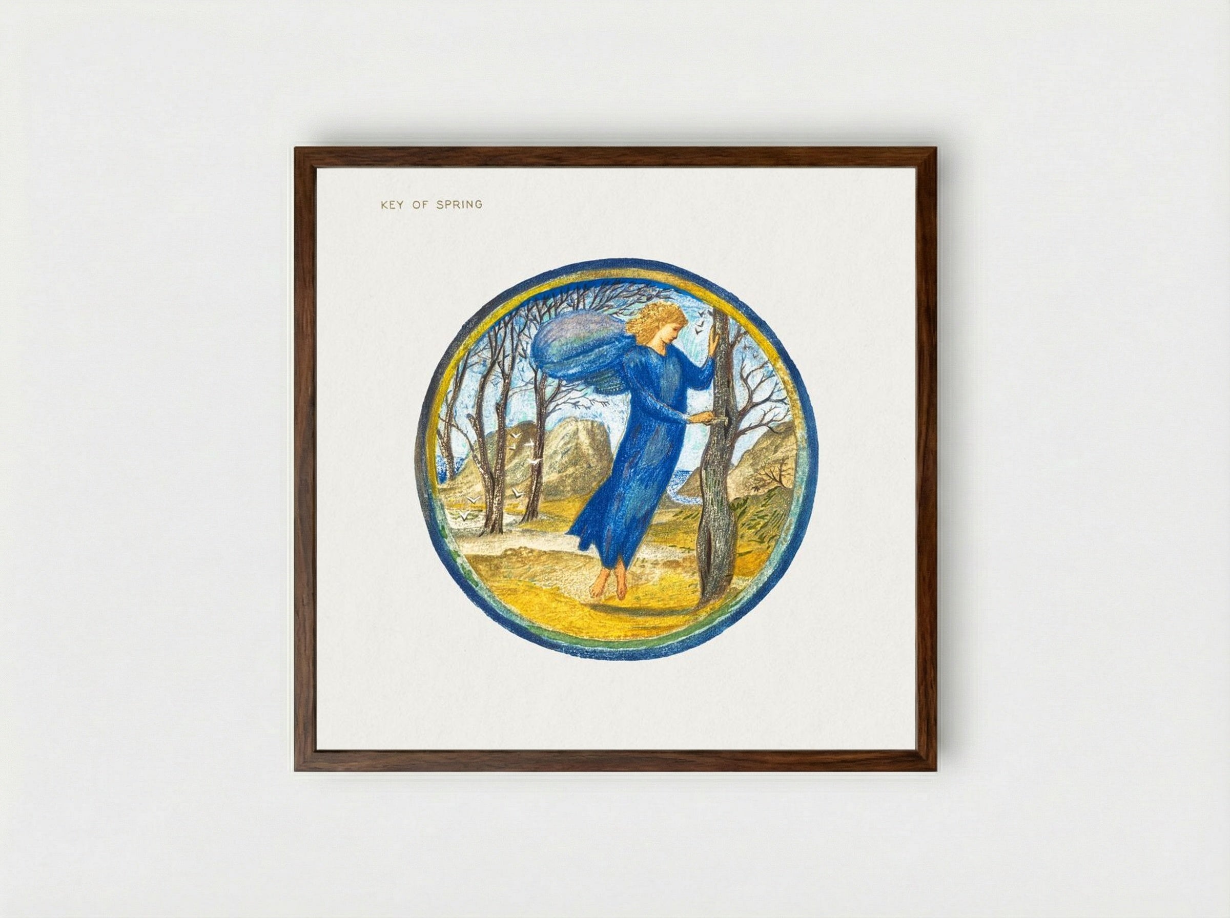Key of Spring - Edward Burne-Jones - Framed Print Dark Wood