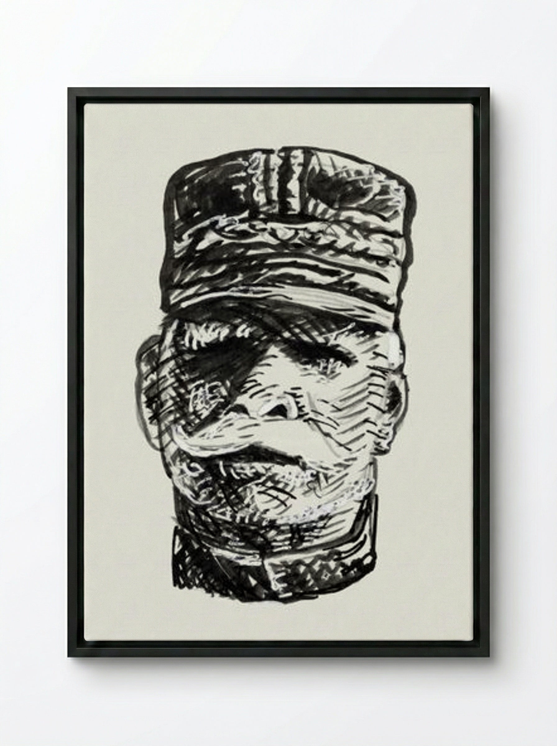 Portrait of General Joseph Jacques Césaire Joffre - Leo Gestel - Framed Canvas Black