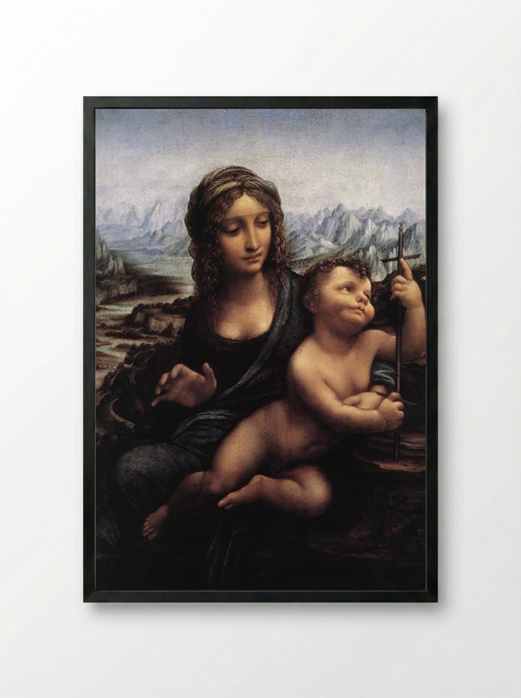 Madonna with the Yarnwinder - Leonardo da Vinci - Framed Print Black