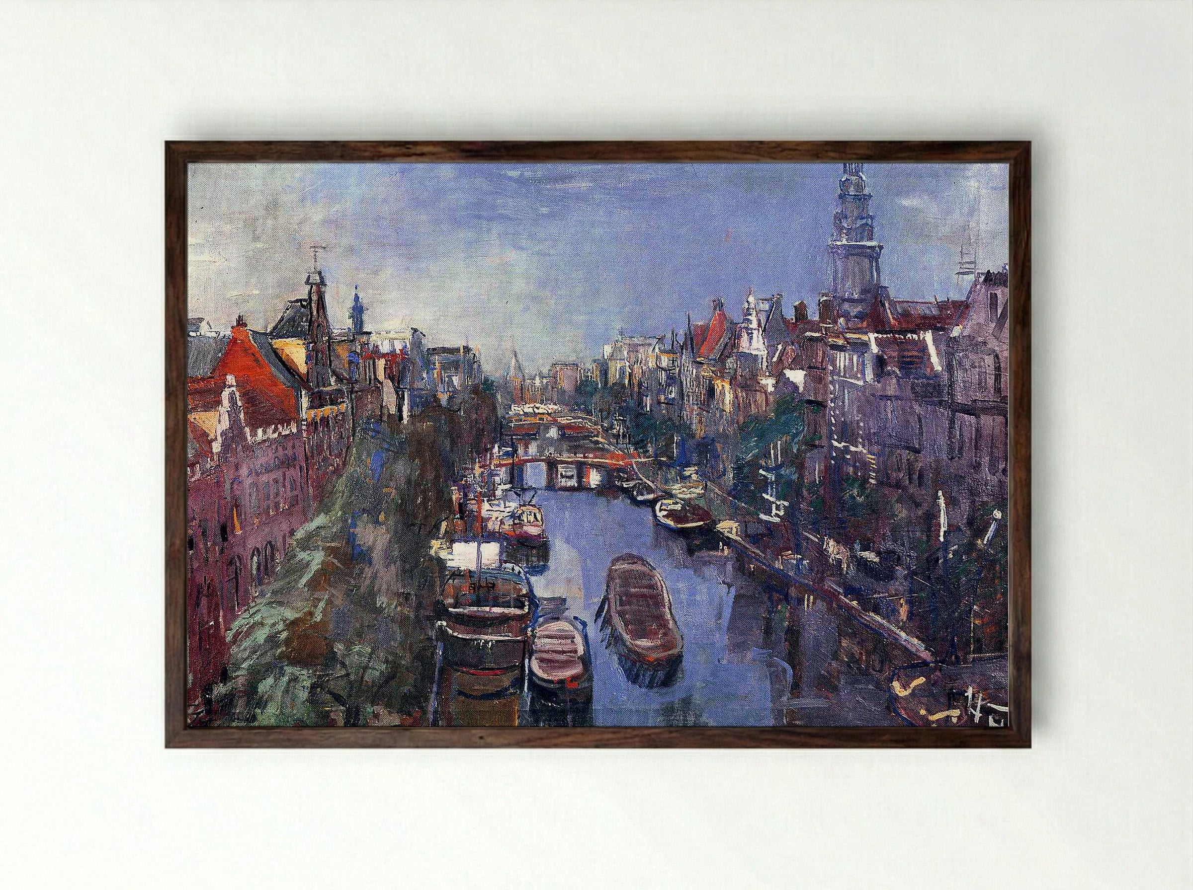 Amsterdam Canal View - Isaac Israëls - Framed Print Dark Wood