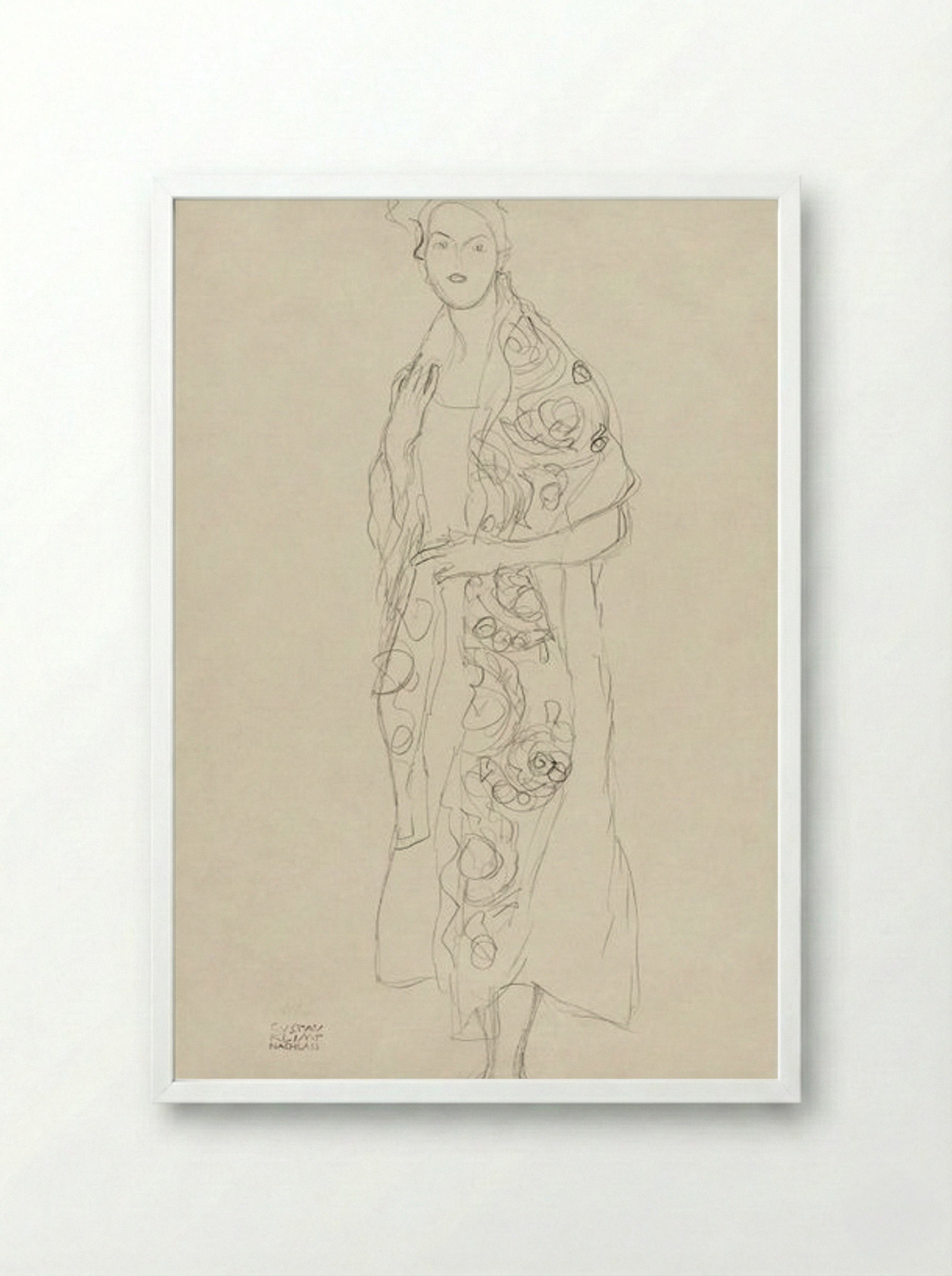 Portrait of a Woman - Gustav Klimt - Framed Print White
