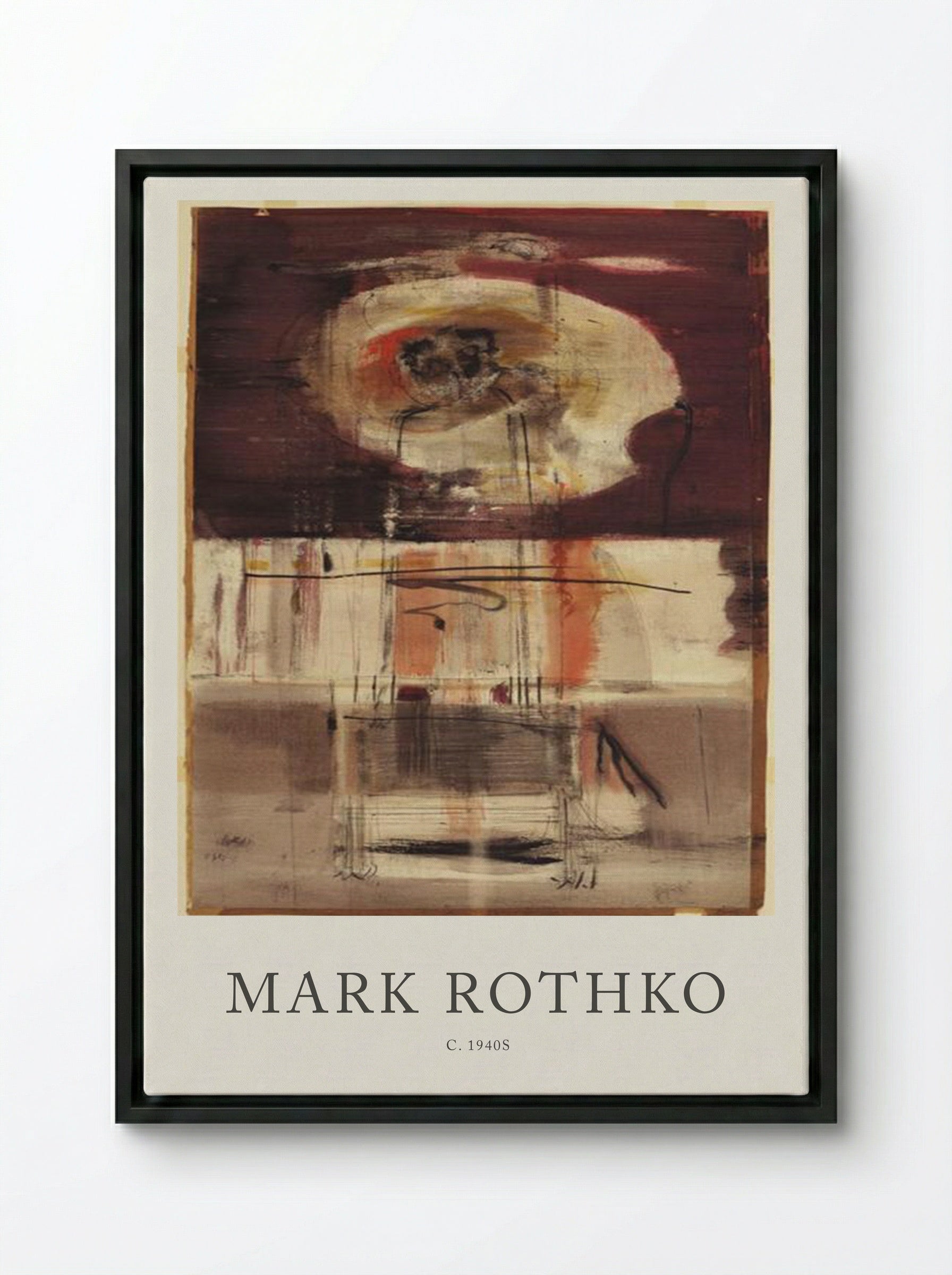 Untitled (Abstract Composition, c. 1940s) - Mark Rothko - Framed Canvas Black