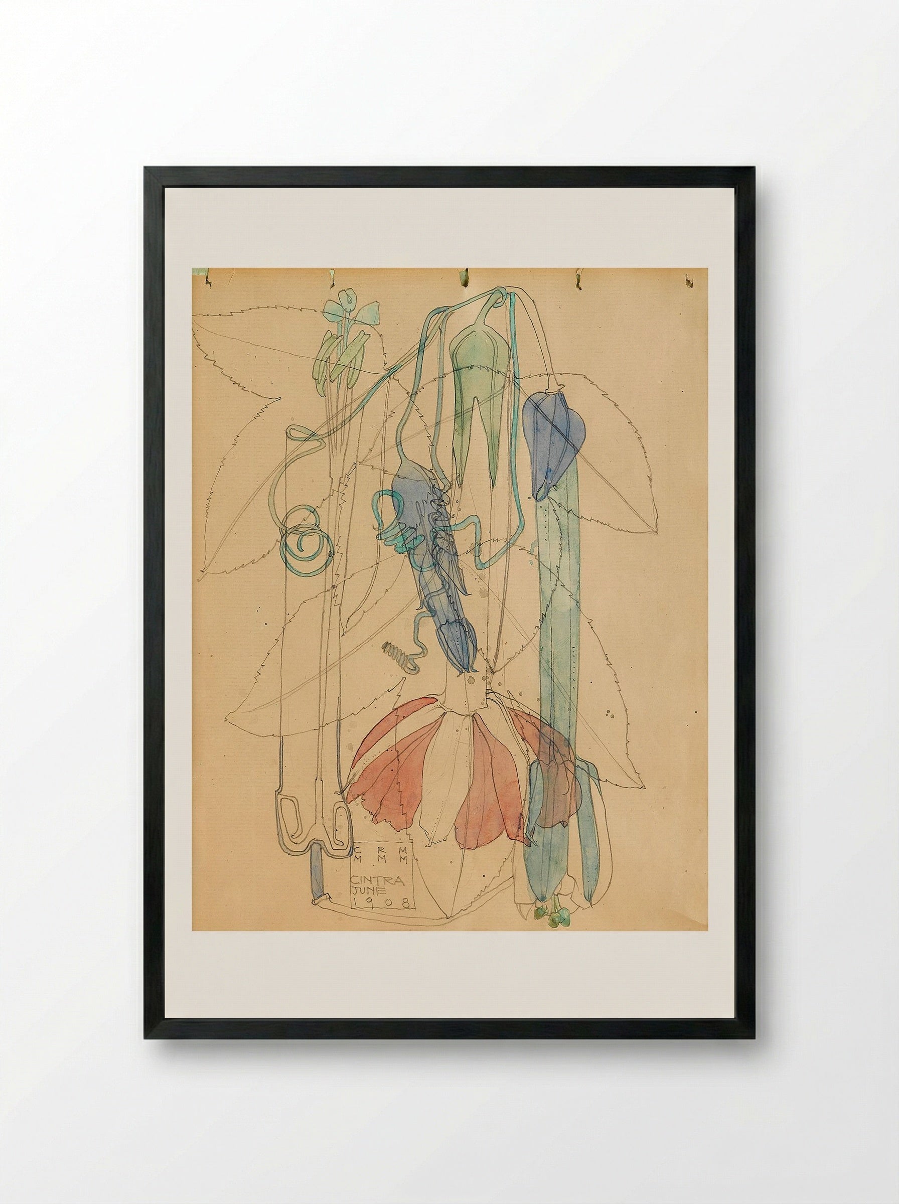 Cintra, June 1908 - Charles Rennie Mackintosh - Framed Print Black