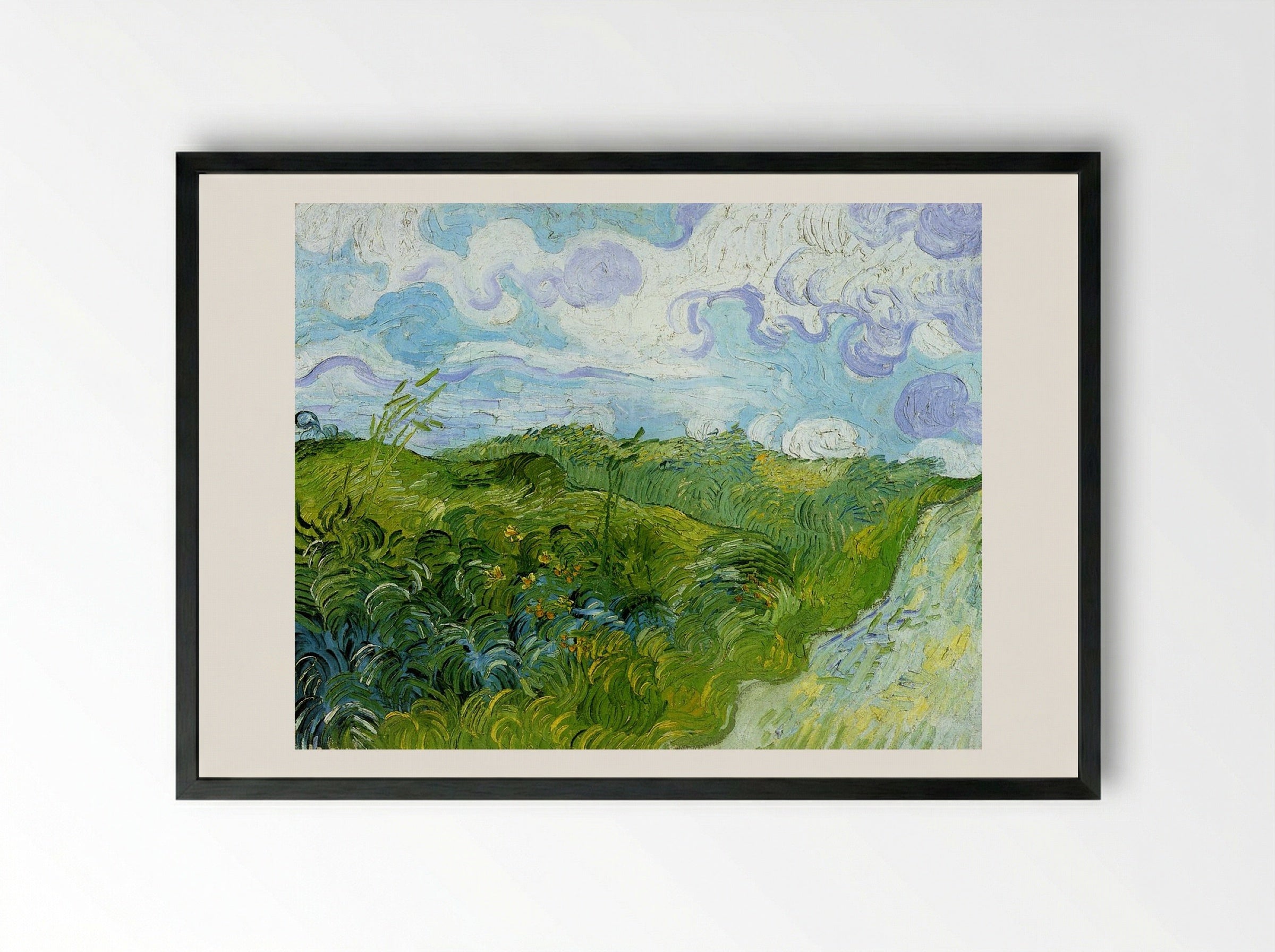 Green Wheat Fields - Vincent van Gogh - Framed Print Black