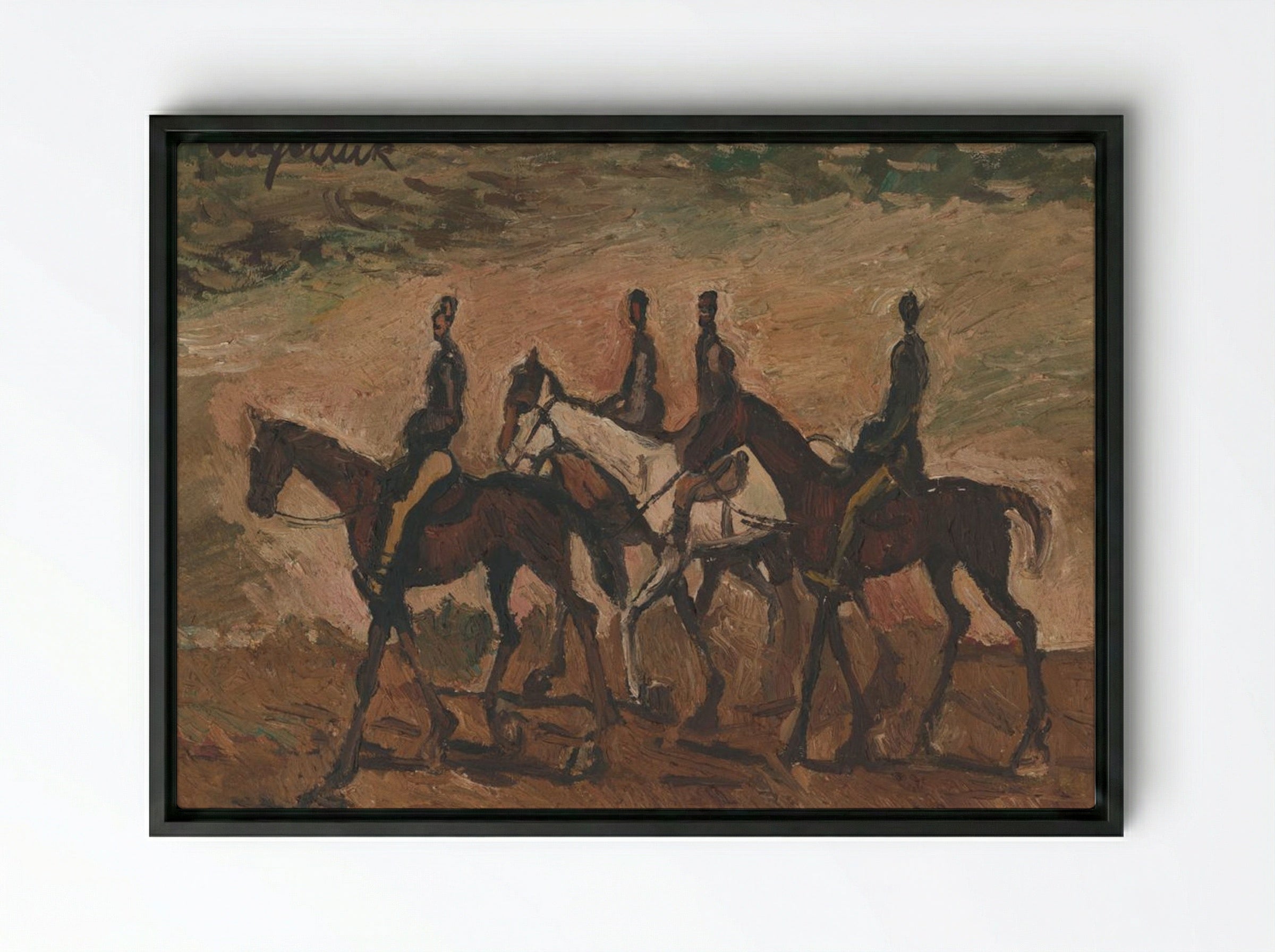 Horse Patrol - Cyprián Majerník - Framed Canvas Black