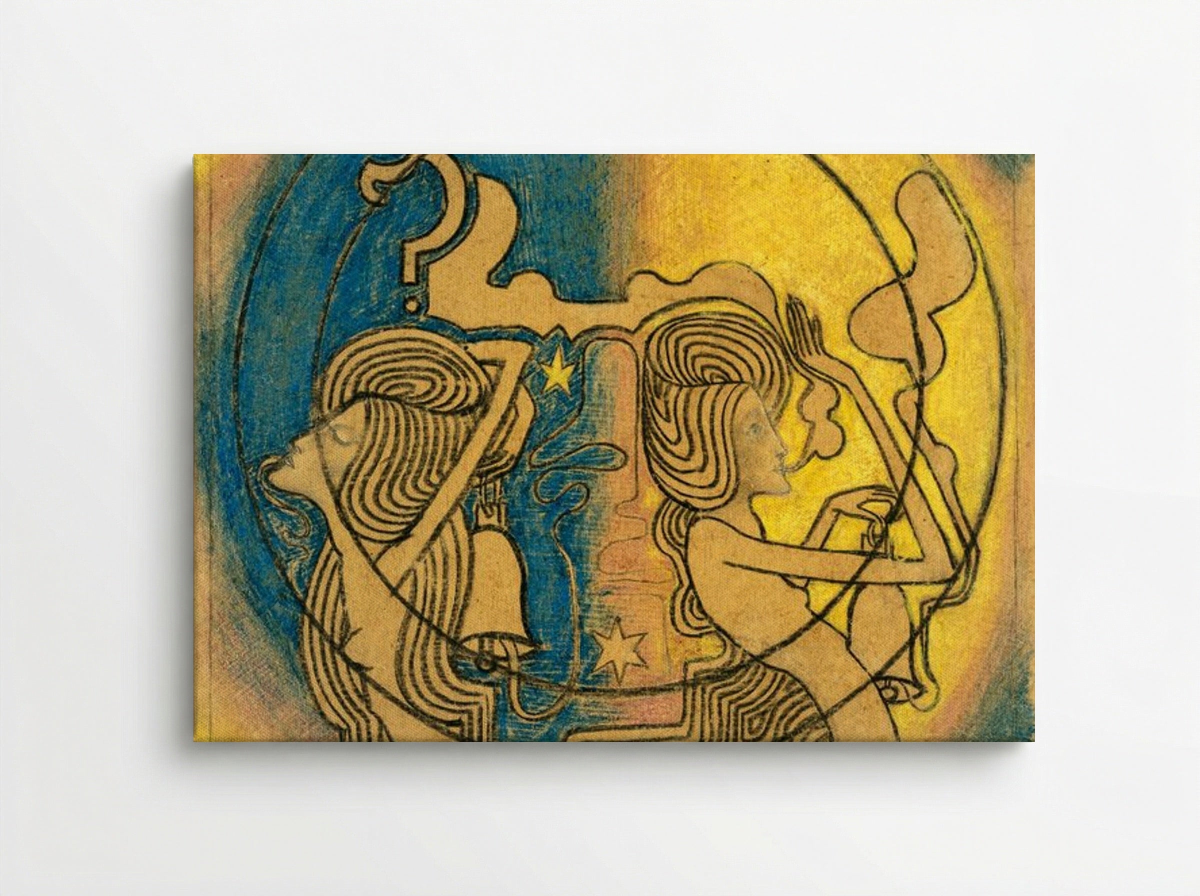 Two Stylized Female Figures with Clock in Hand - Jan Toorop - Canvas