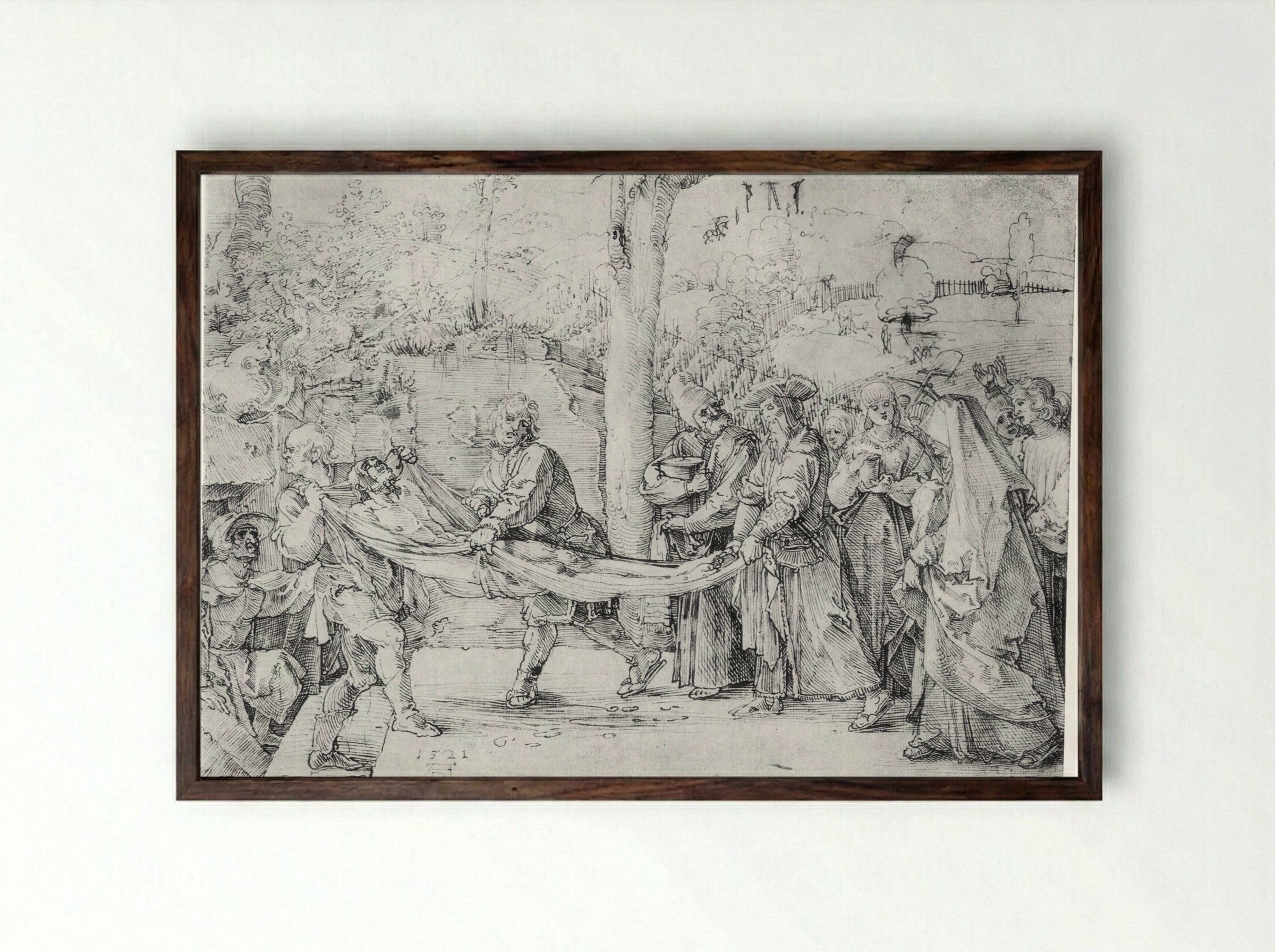 The Entombment - Albrecht Dürer - Framed Print Dark Wood
