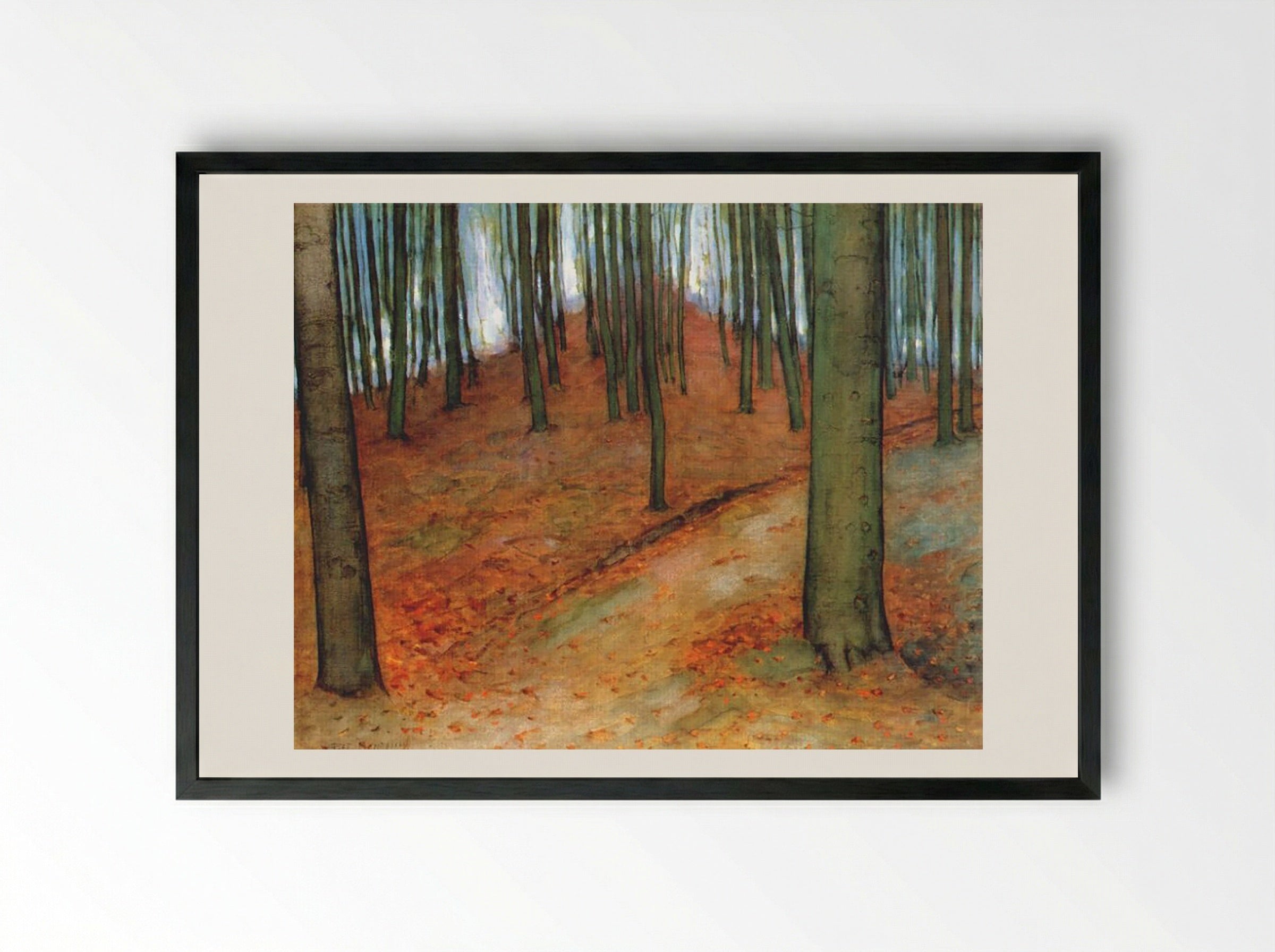 Wood with Beech Trees - Piet Mondrian - Framed Print Black