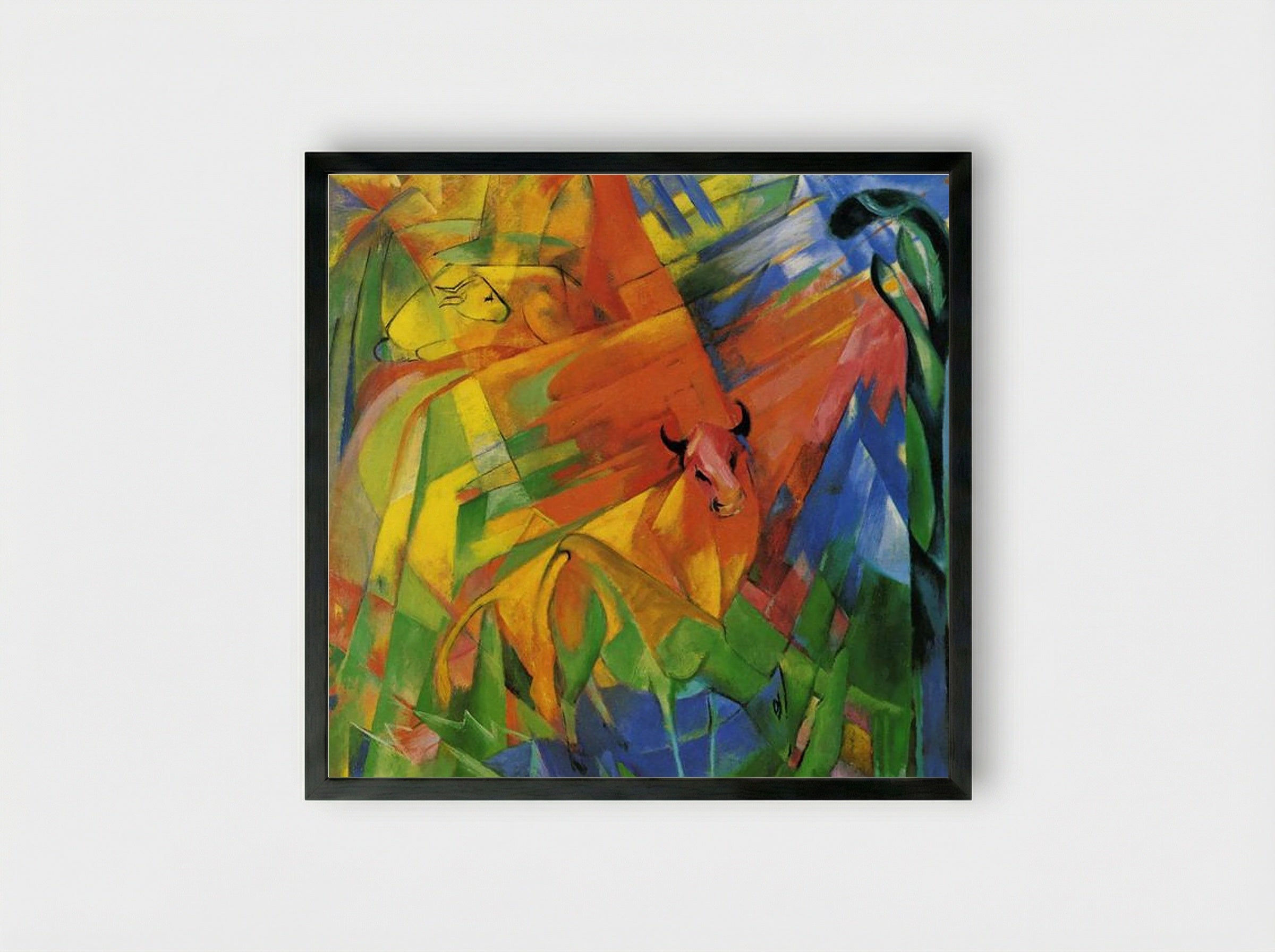 Animals in a Landscape - Franz Marc - Framed Print Black