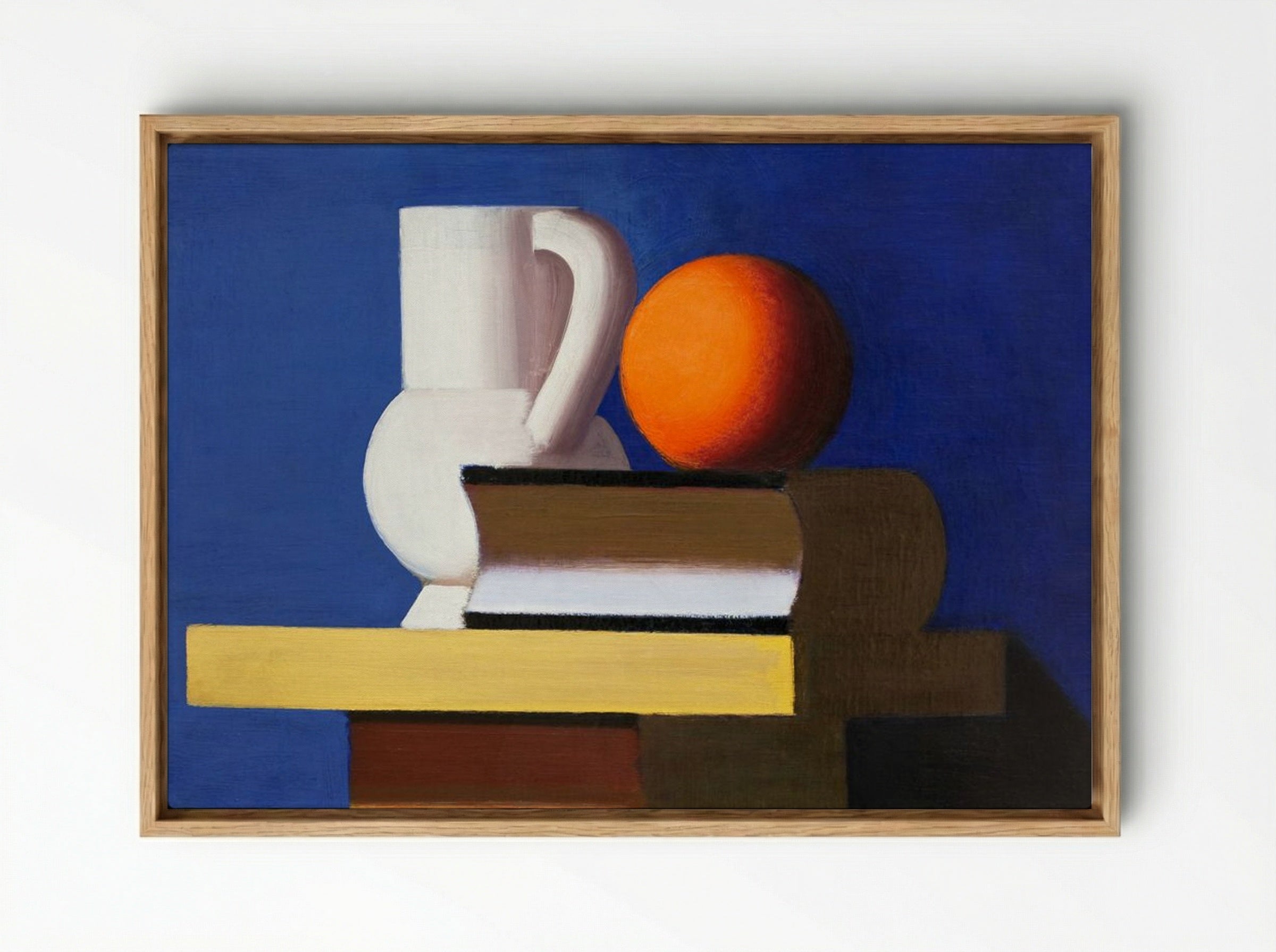 Arrangement with White Jug, Orange and Book - Vilhelm Lundstrøm - Framed Canvas Wood