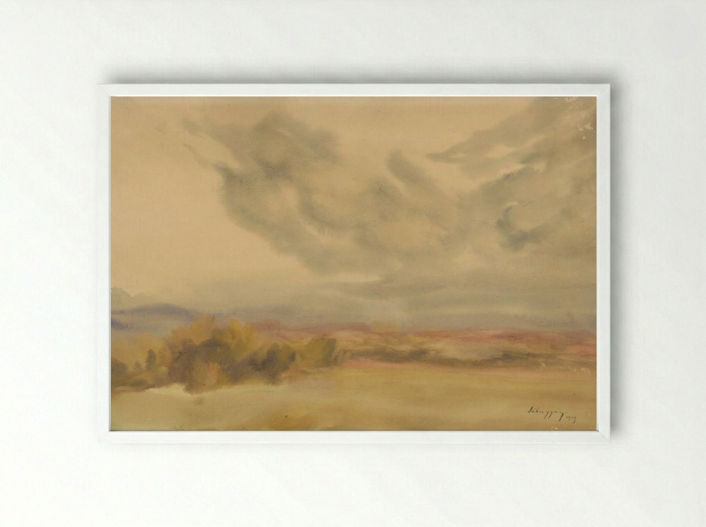 Clouds Over a Plain - Zolo Palugyay - Framed Print White