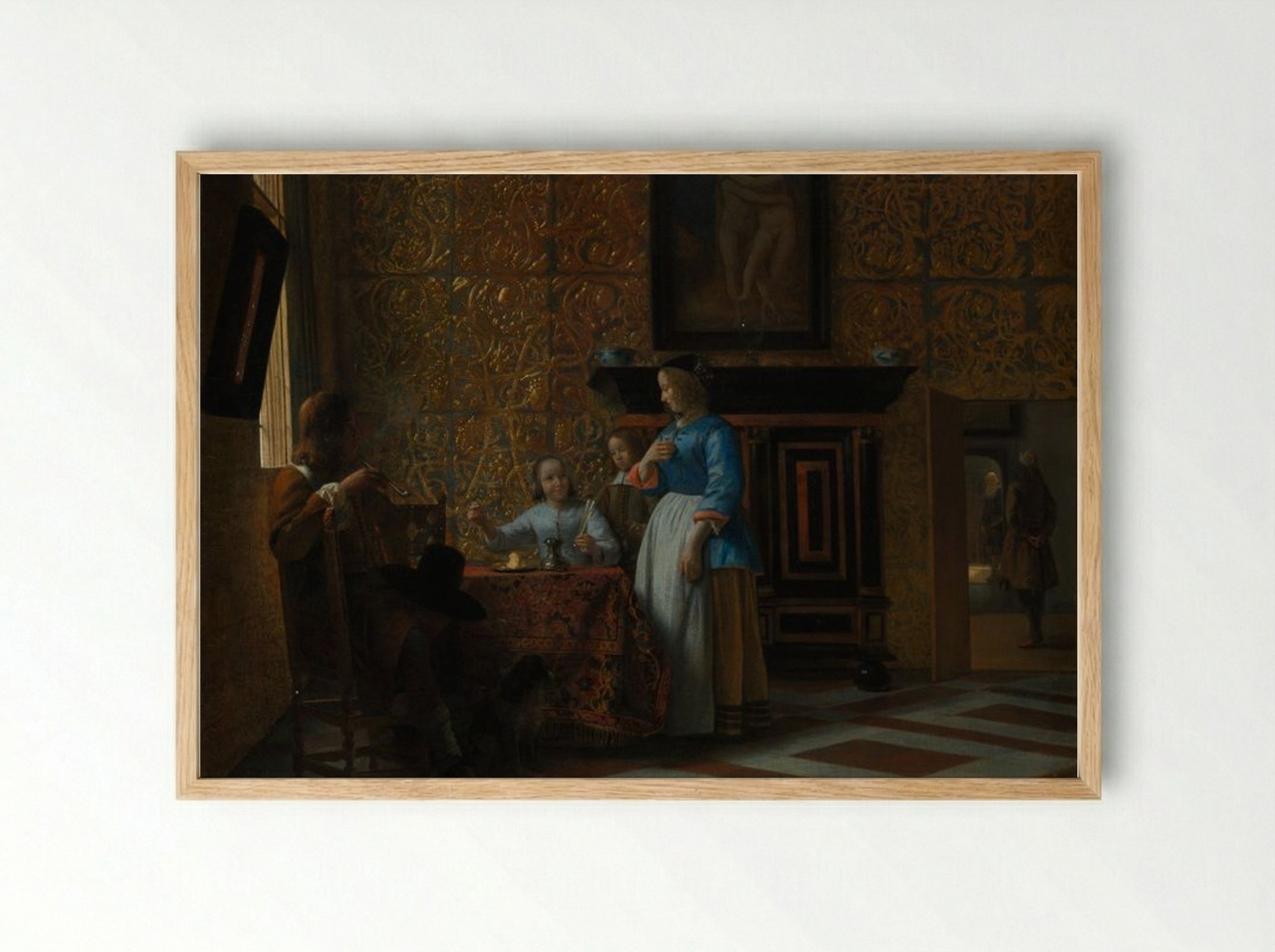Leisure Time in an Elegant Setting - Pieter de Hooch - Framed Print Wood